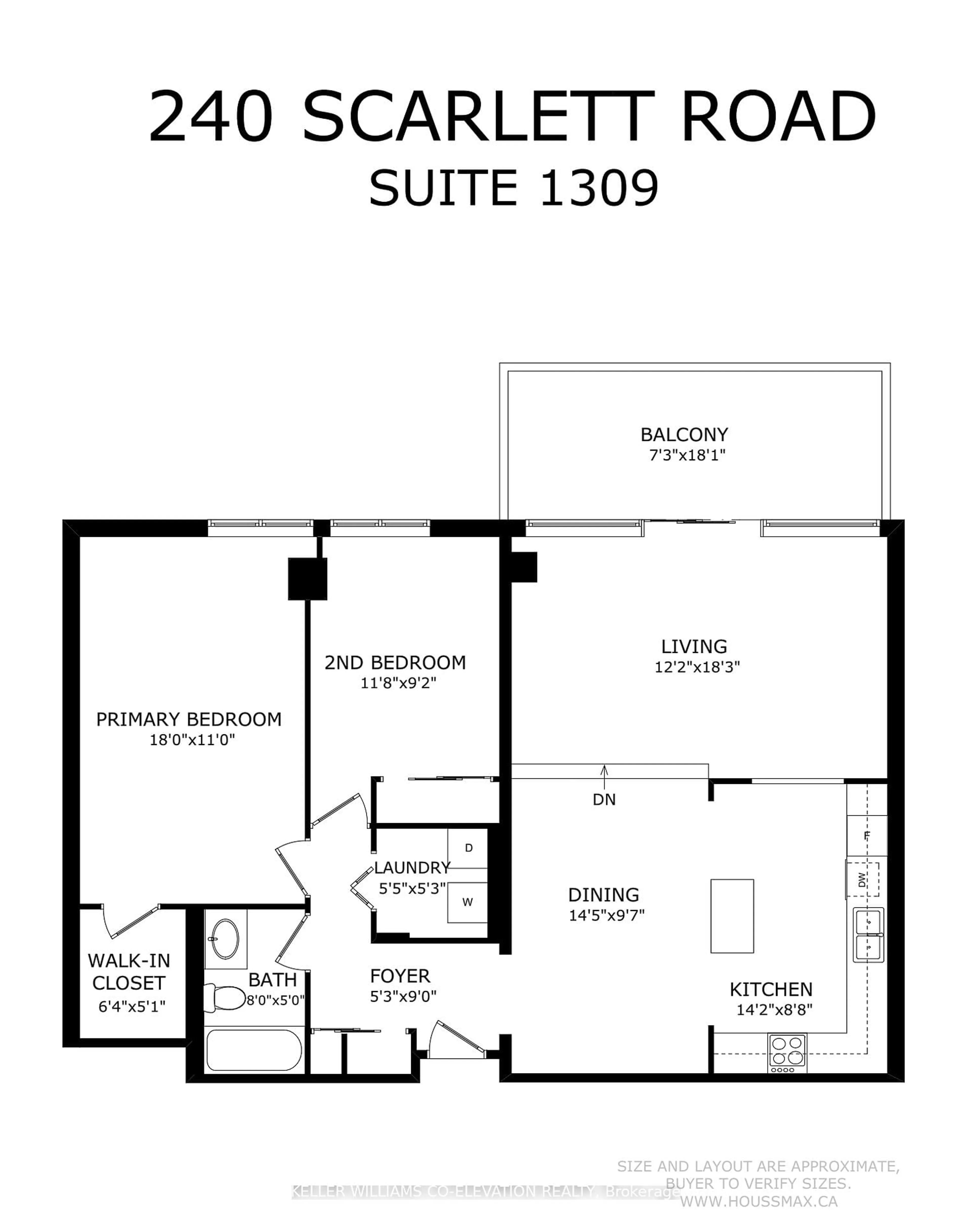 Floor plan for 240 Scarlett Rd #1309, Toronto Ontario M6N 4X4