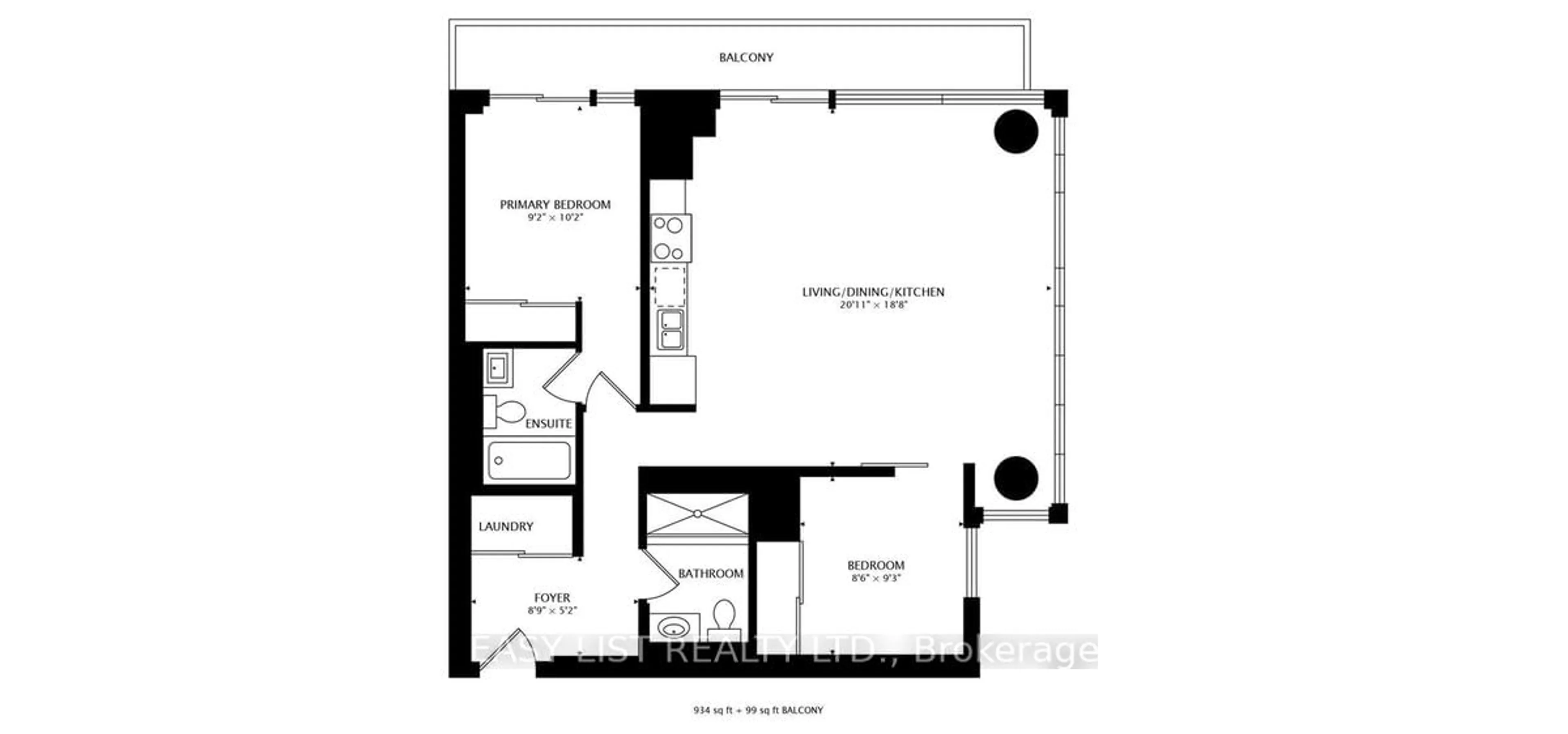 Floor plan for 105 The Queensway #2510, Toronto Ontario M6S 5B5