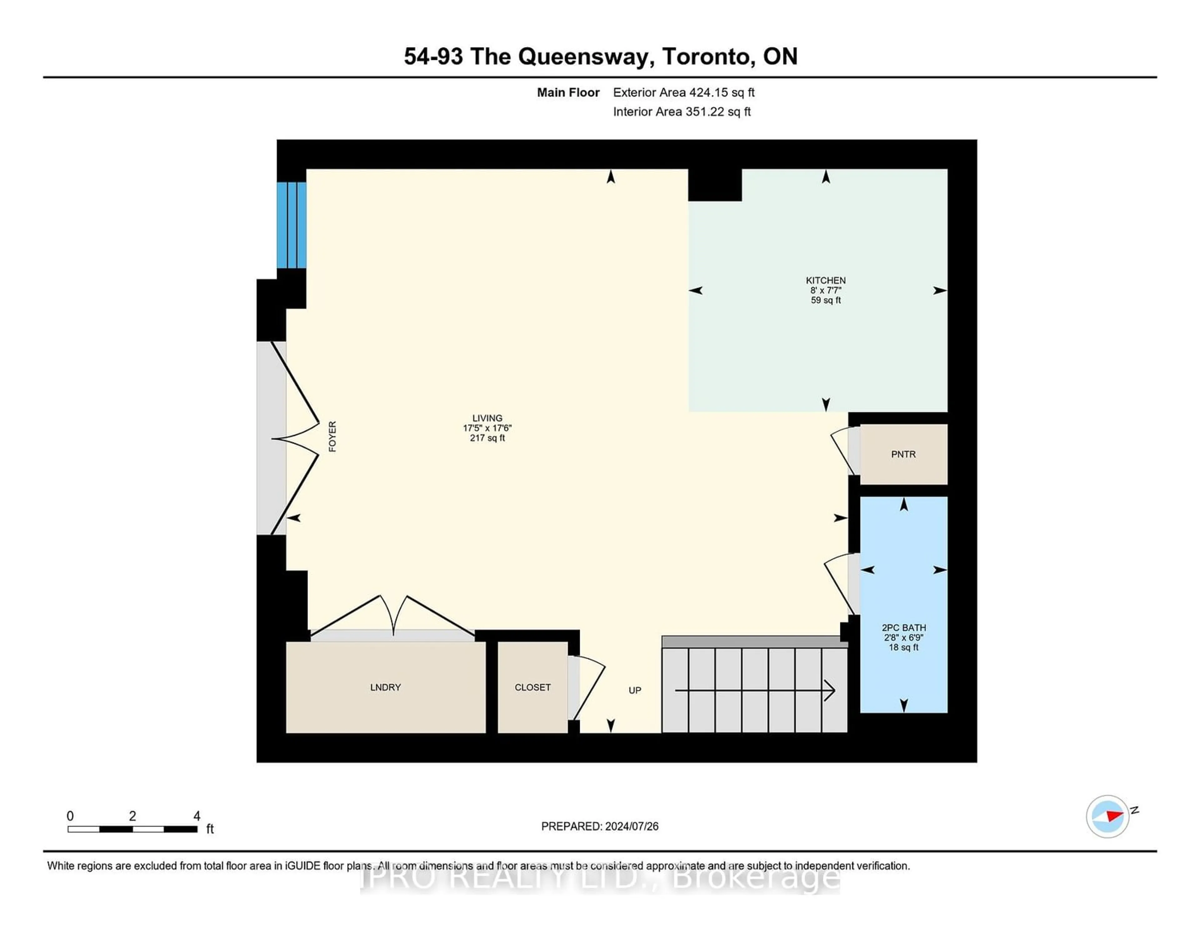 Floor plan for 93 The Queensway #54, Toronto Ontario M6S 5A7