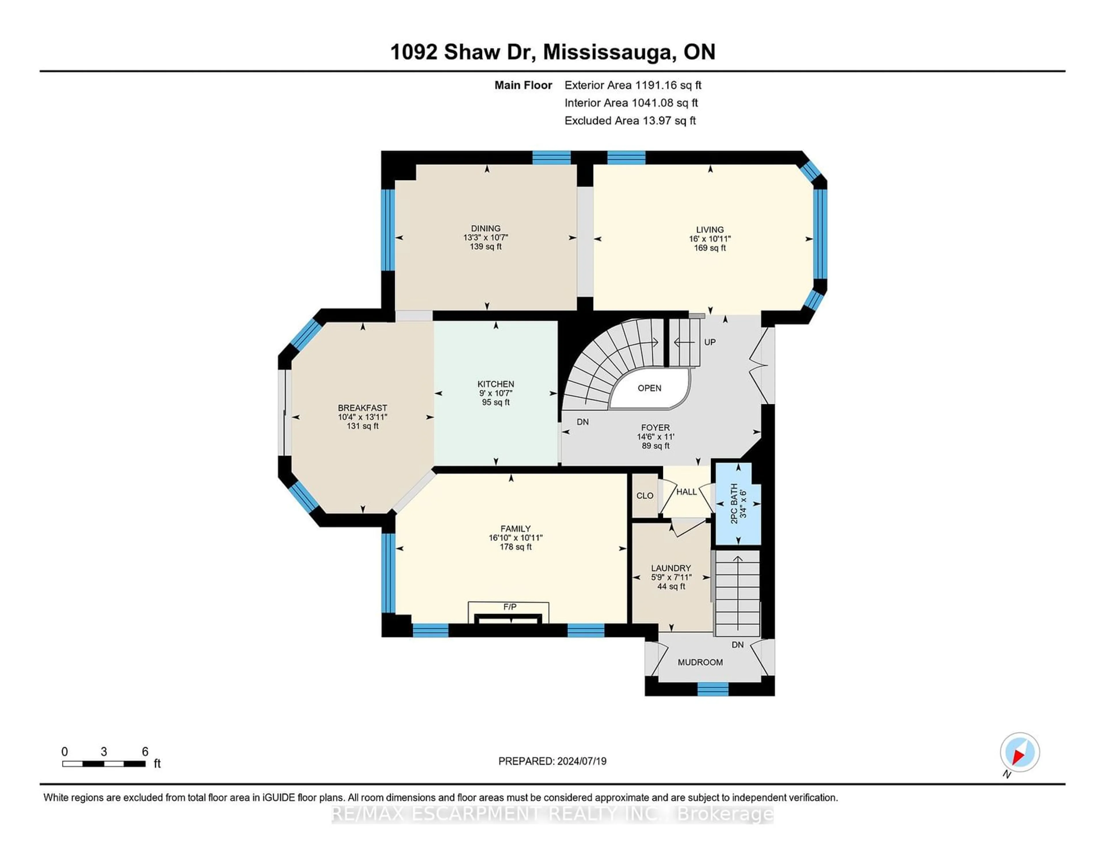 Floor plan for 1092 Shaw Dr, Mississauga Ontario L5G 3Z4