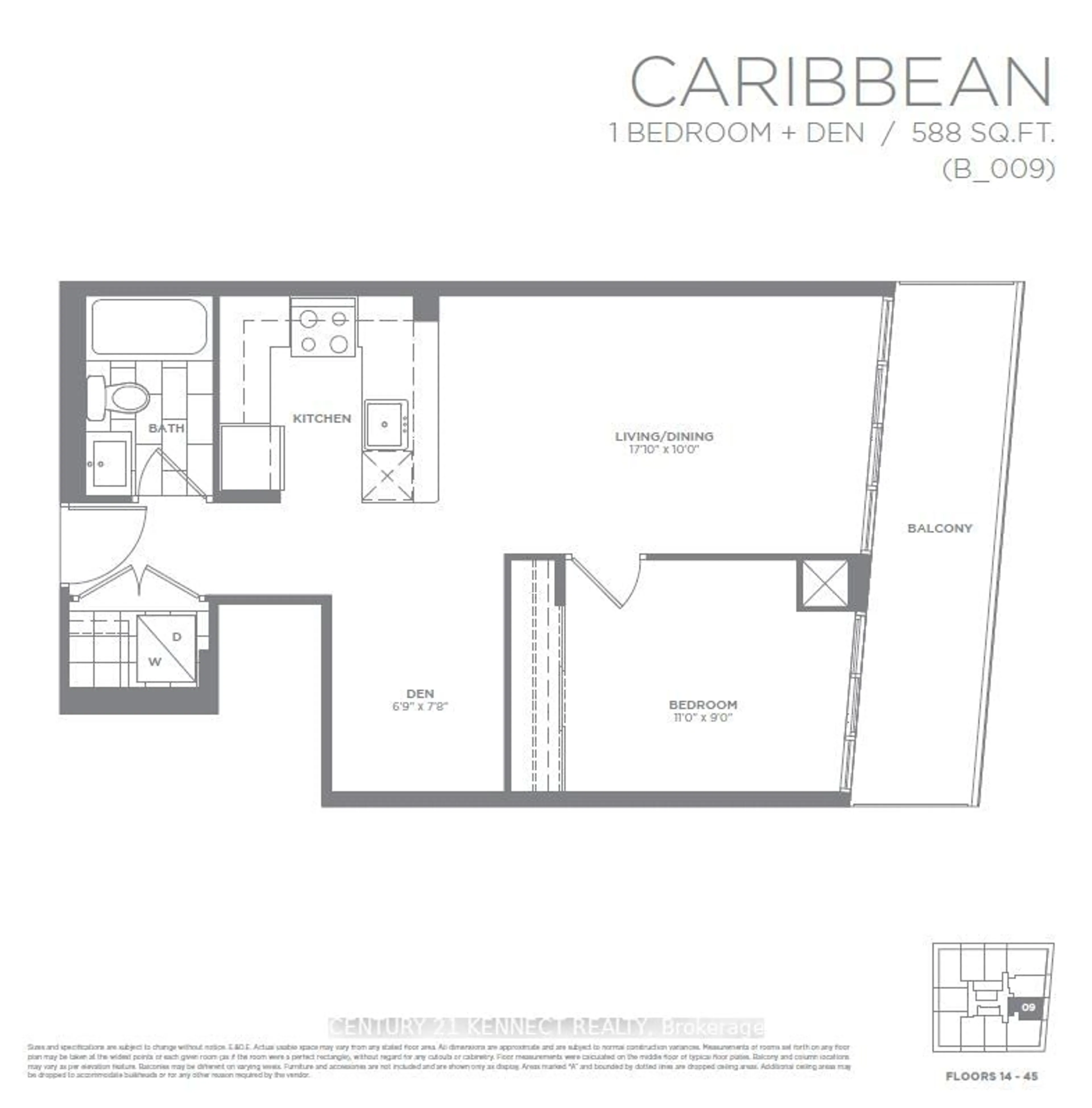 Floor plan for 20 Shore Breeze Dr #1509, Toronto Ontario M8V 1A1