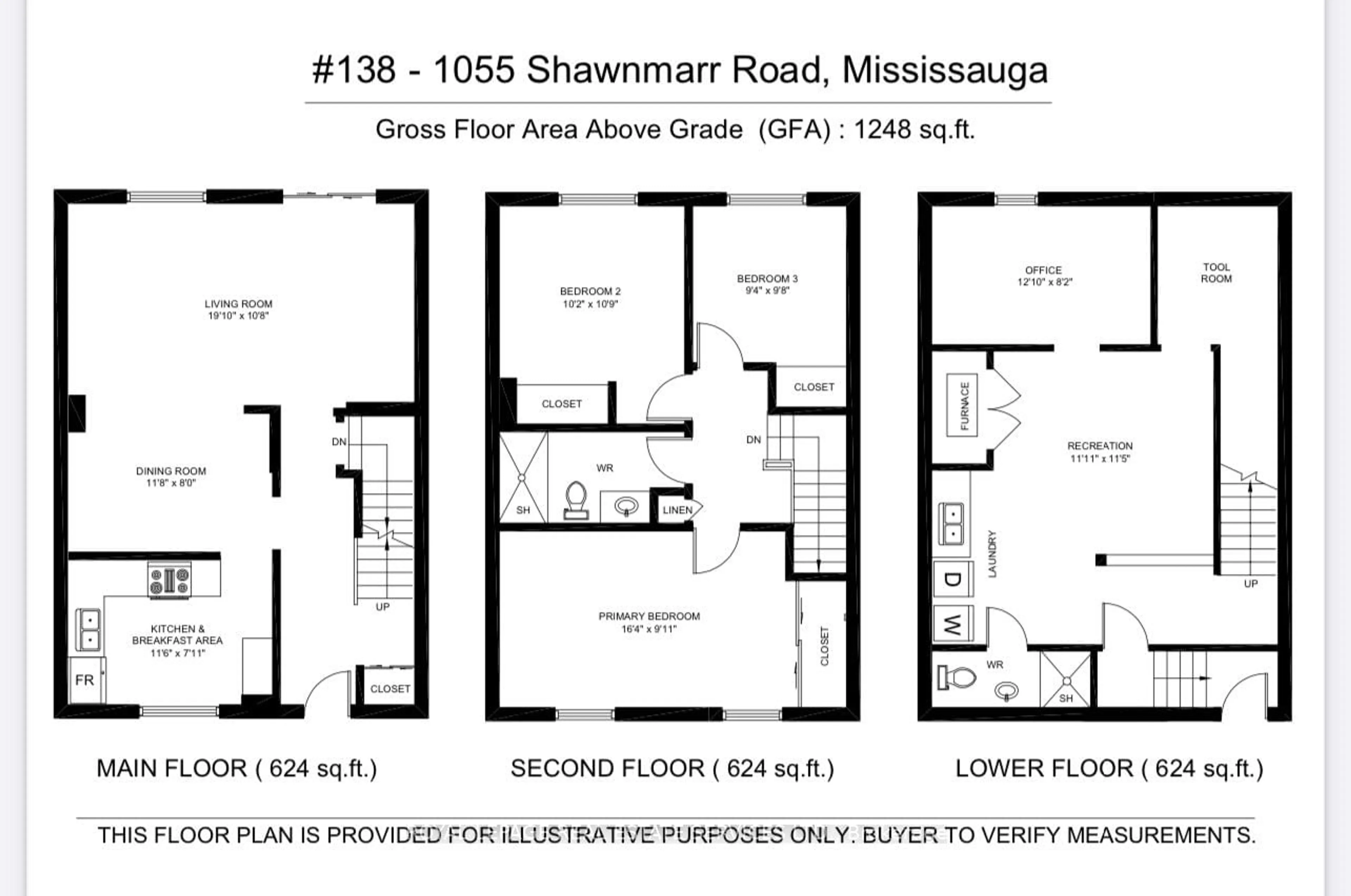 Floor plan for 1055 Shawnmarr Rd #138, Mississauga Ontario L5H 3V2