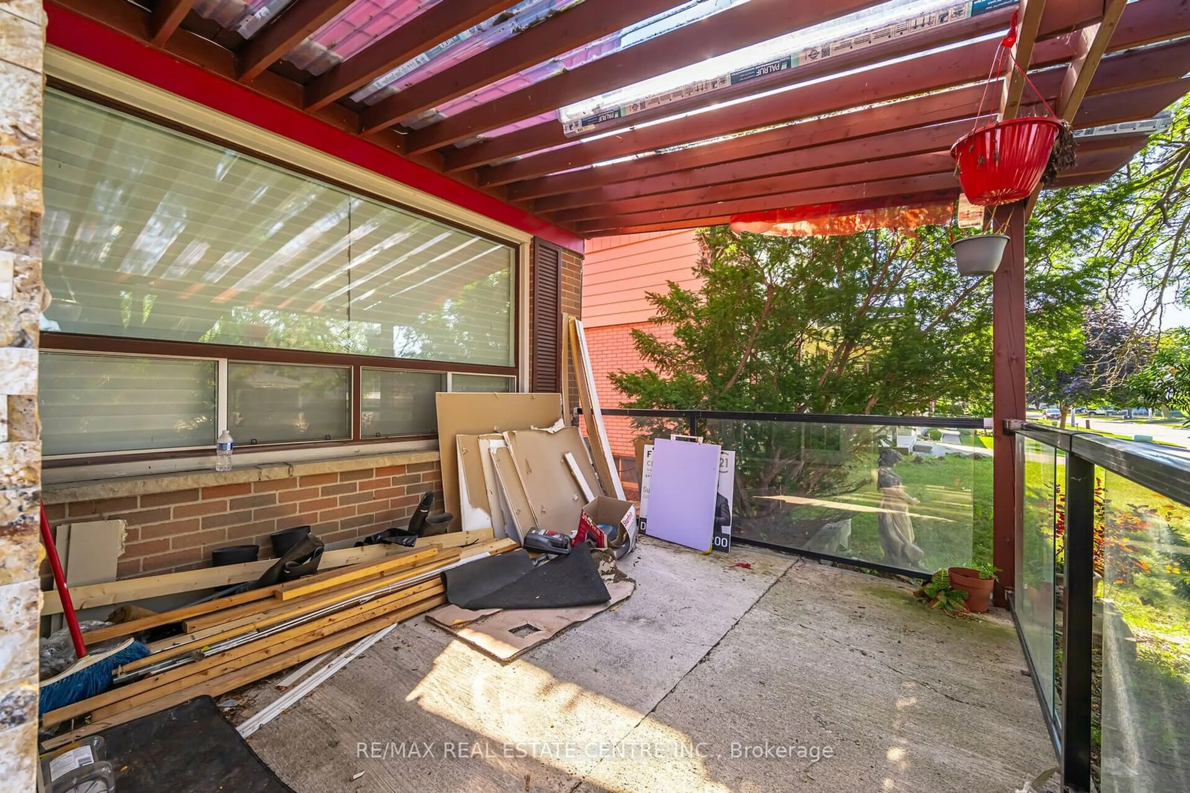 Patio, the fenced backyard for 90 Centre St, Brampton Ontario L6W 2Y1