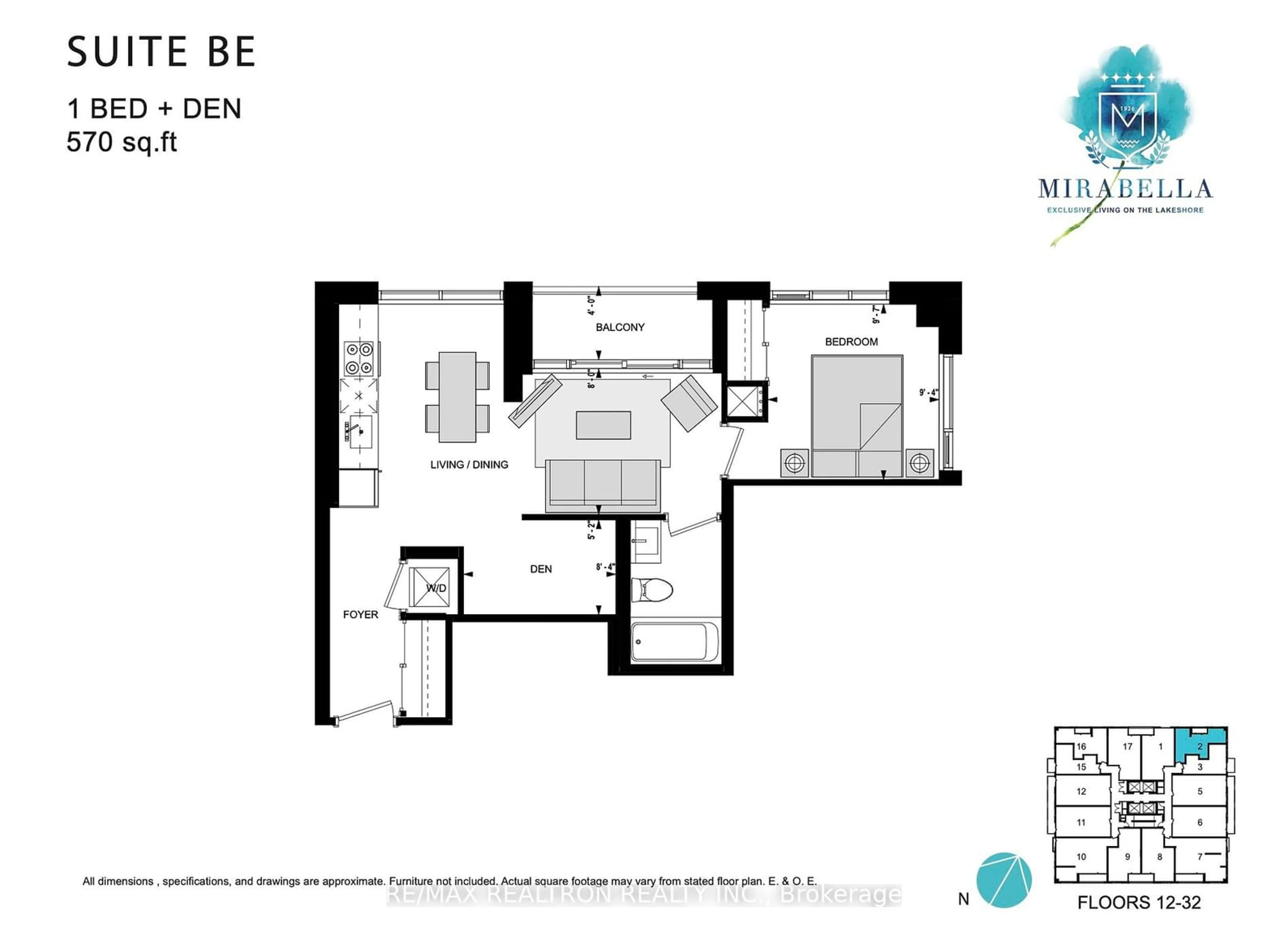 Floor plan for 1928 Lake Shore Blvd #1602, Toronto Ontario M6S 1A1