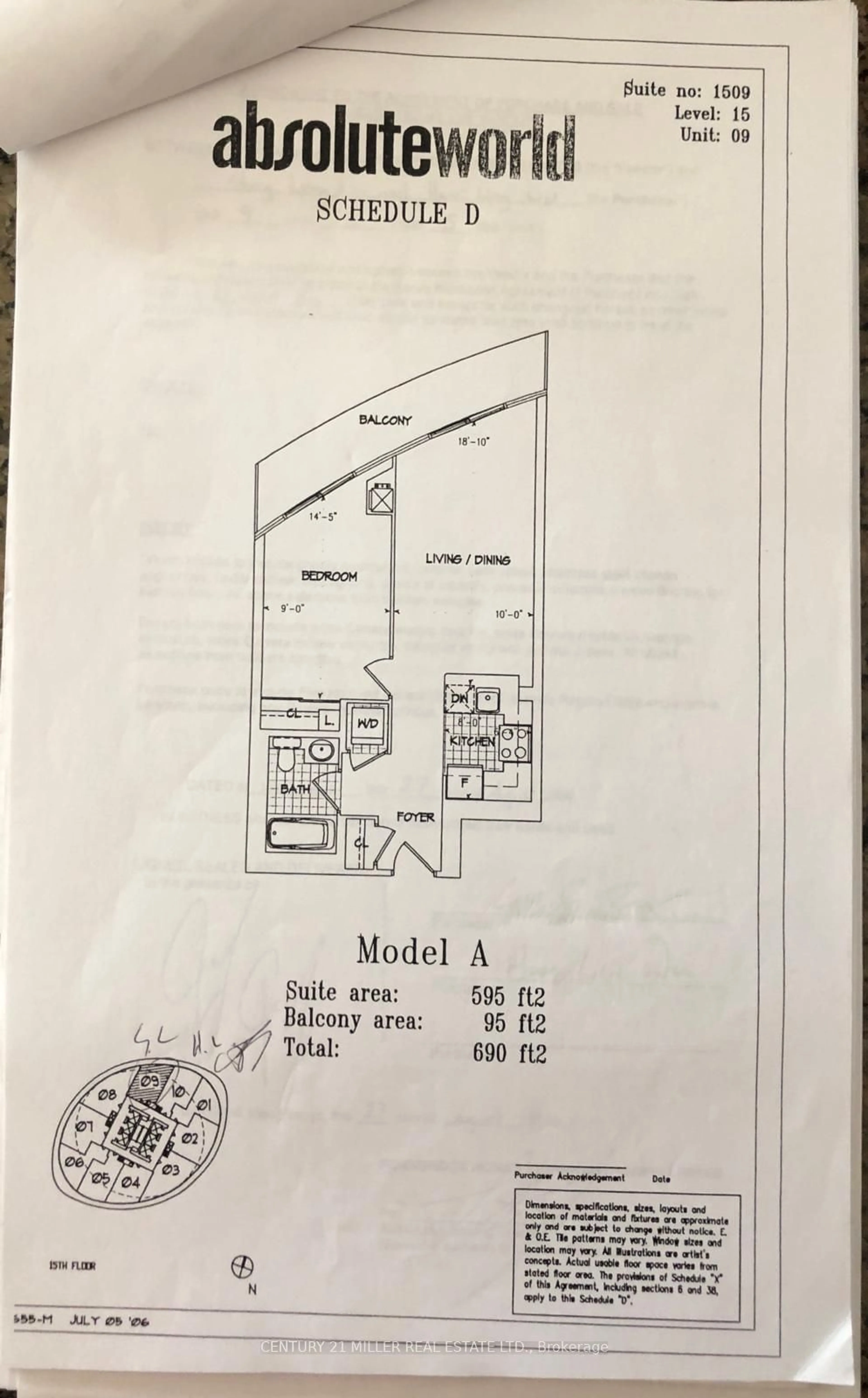 Floor plan for 50 Absolute Ave #1509, Mississauga Ontario L4Z 0A8