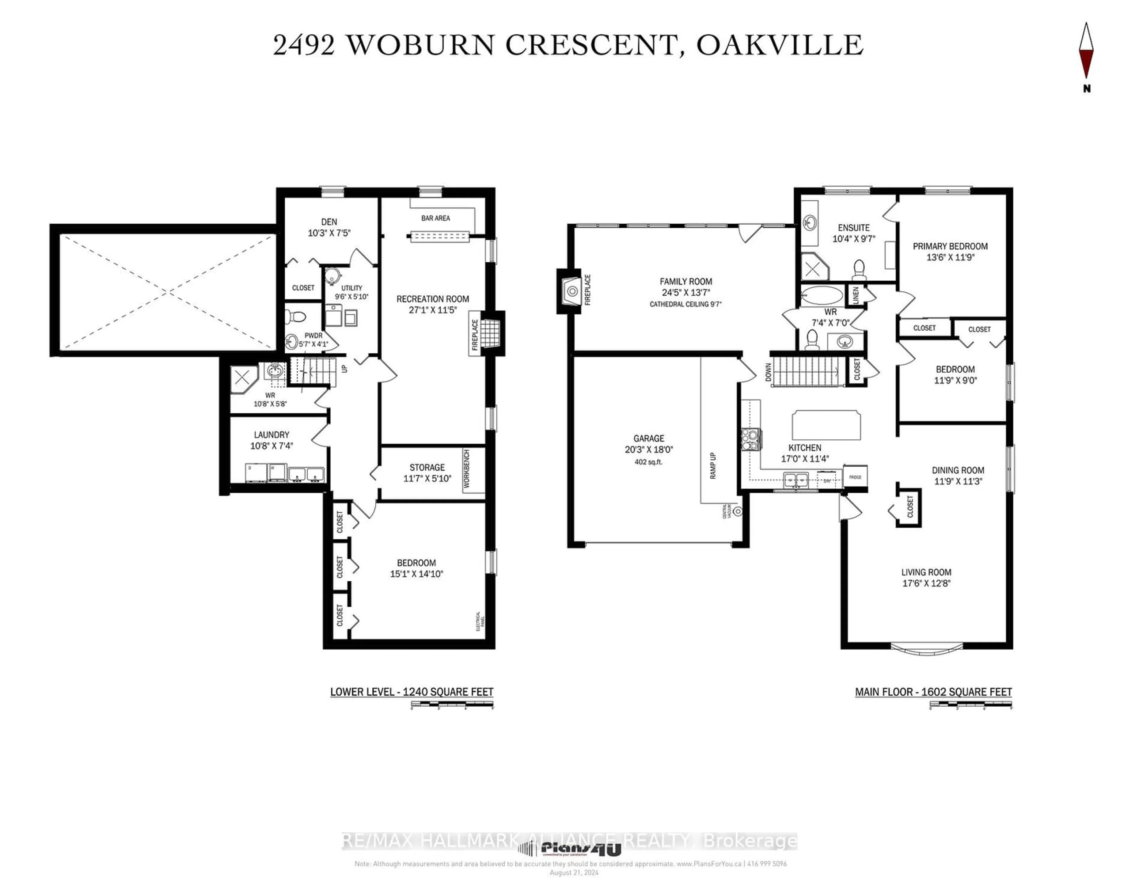 Floor plan for 2492 Woburn Cres, Oakville Ontario L6L 5E9