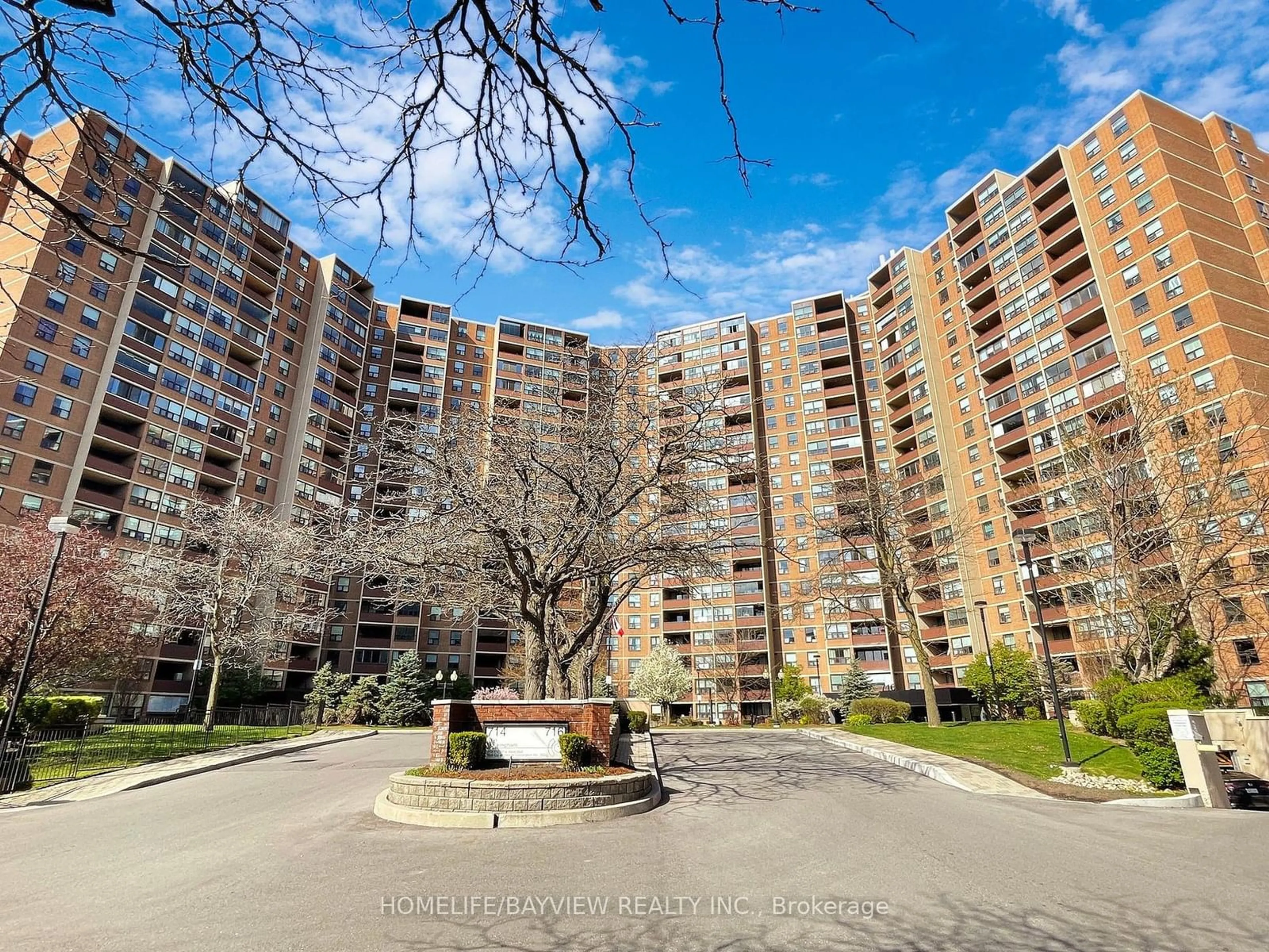 A pic from exterior of the house or condo, the street view for 714 The West Mall #1411, Toronto Ontario M9C 4X1