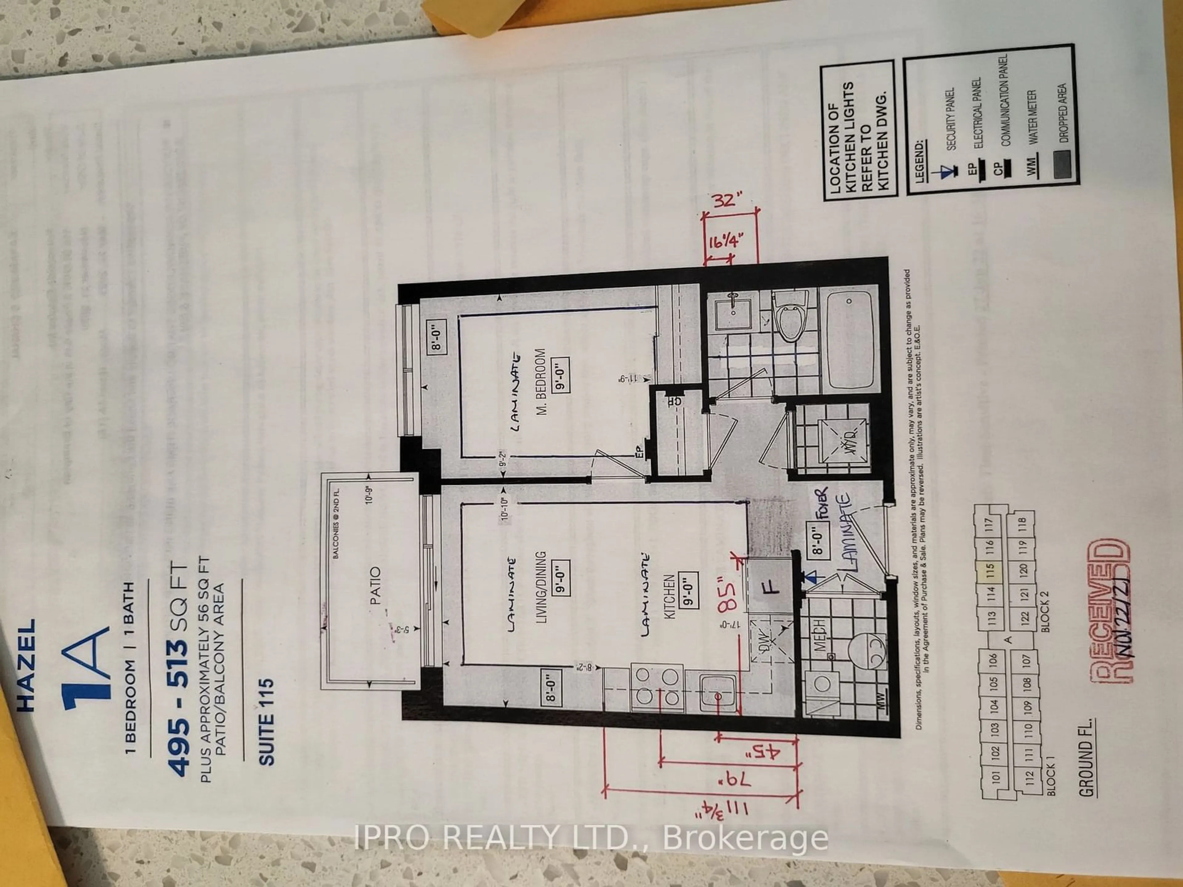 Floor plan for 95 Attmar Dr #115, Brampton Ontario L6P 0Y6