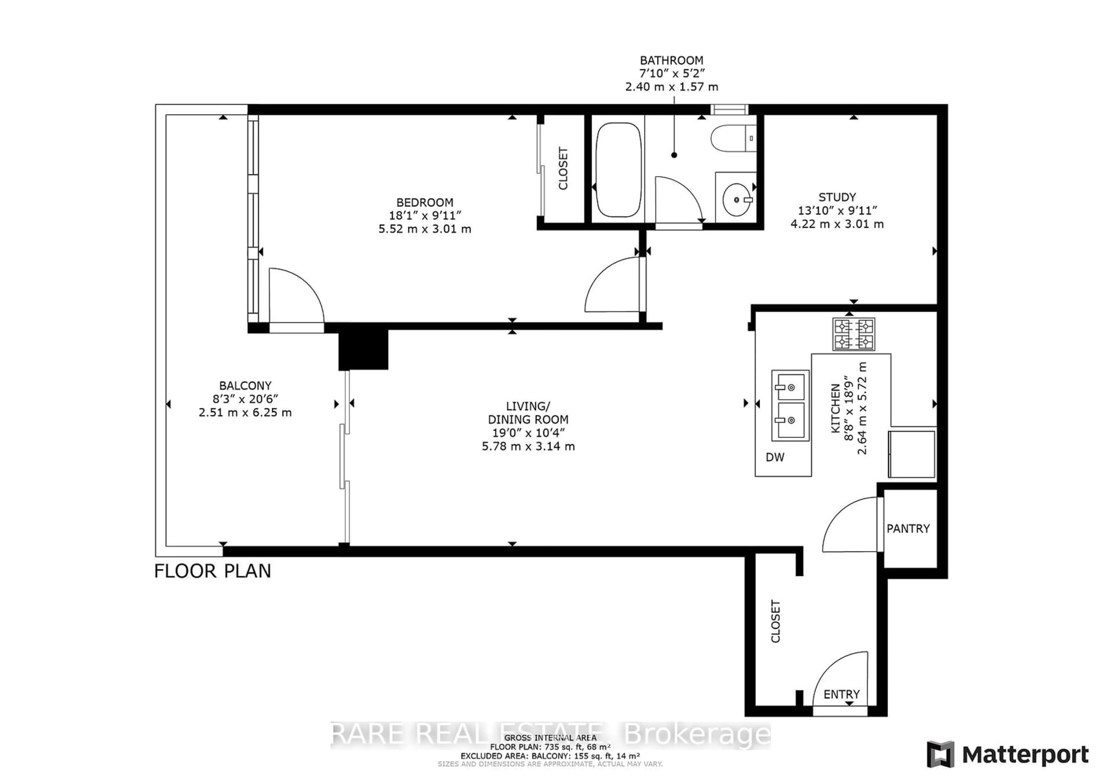 Floor plan for 38 Fontenay Crt #1310, Toronto Ontario M9A 5H5