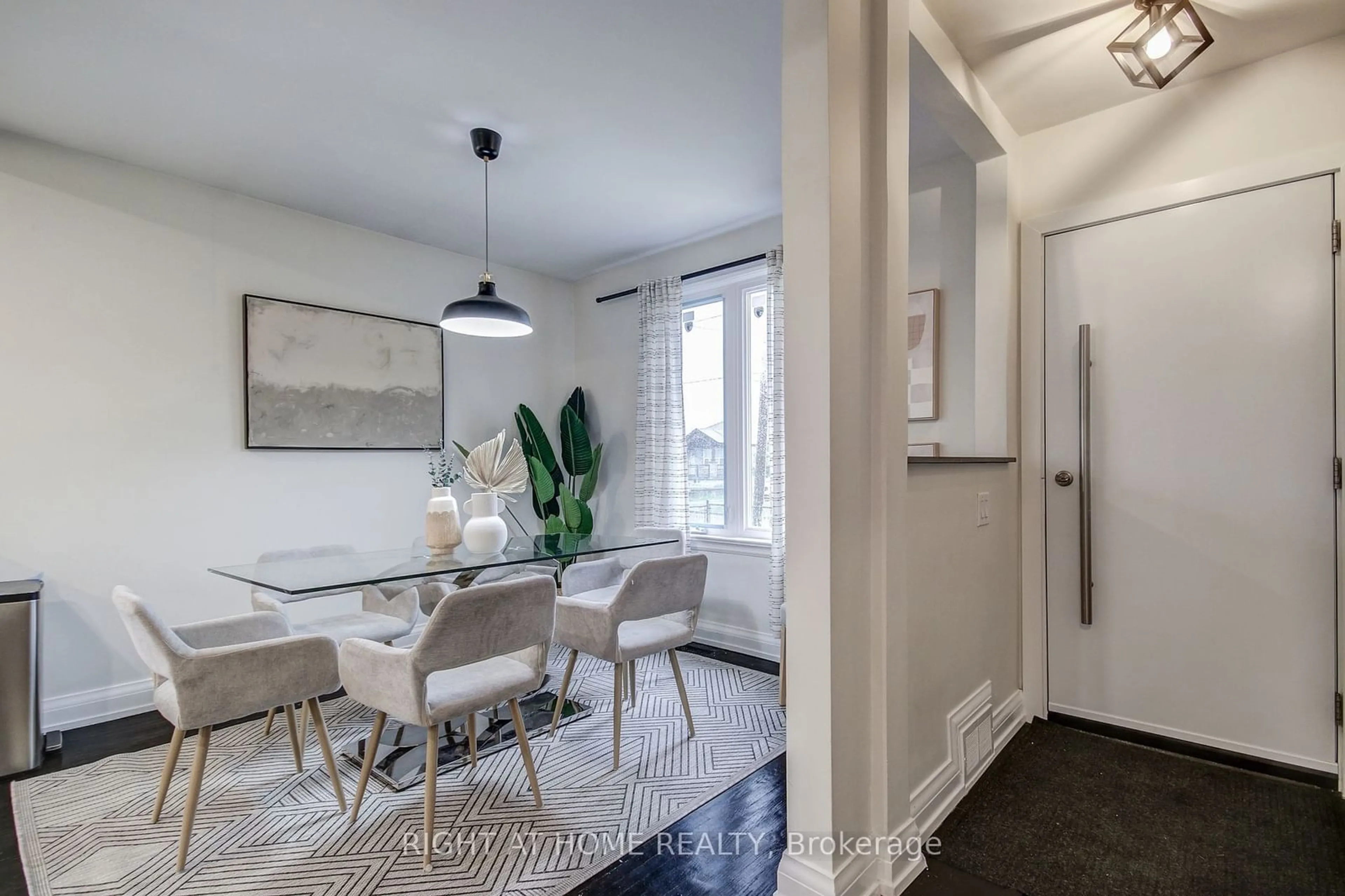 Dining room, wood floors, cottage for 42 Bunnell Cres, Toronto Ontario M3M 2C1