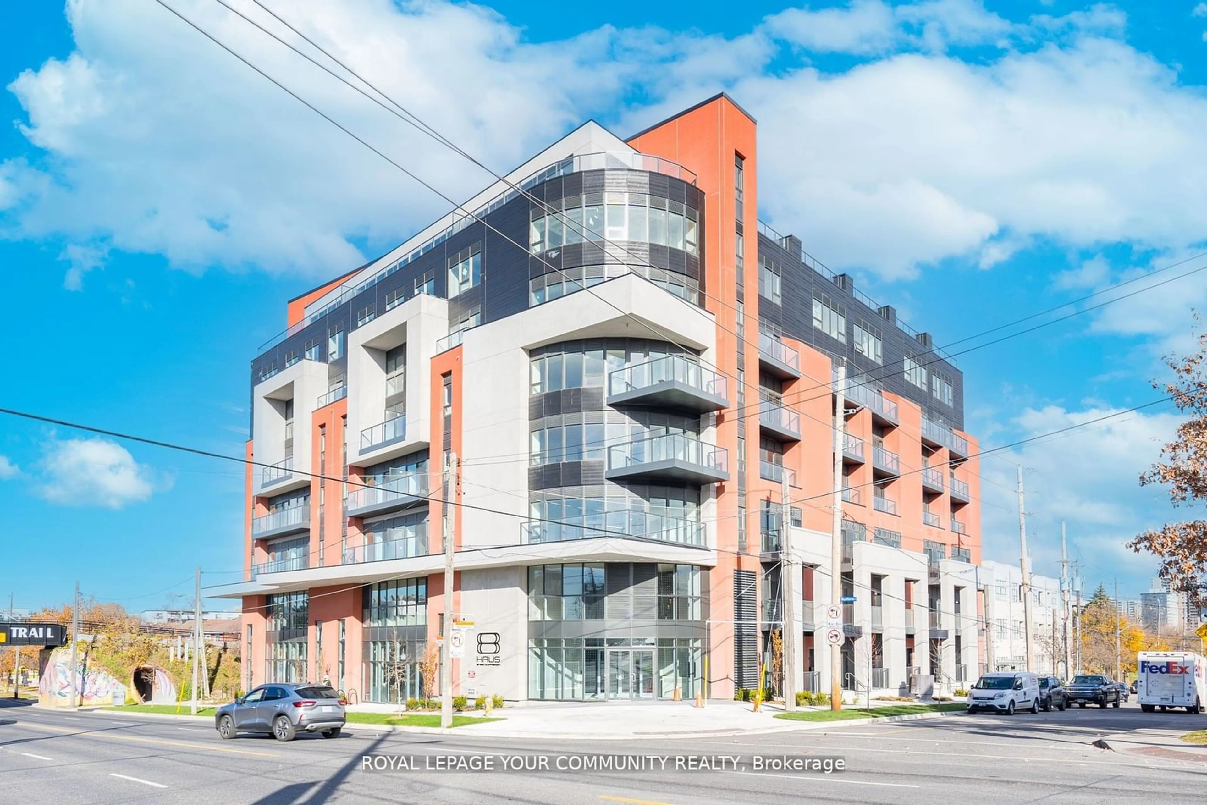 A pic from exterior of the house or condo, the front or back of building for 2433 Dufferin St #803, Toronto Ontario M6E 0B4