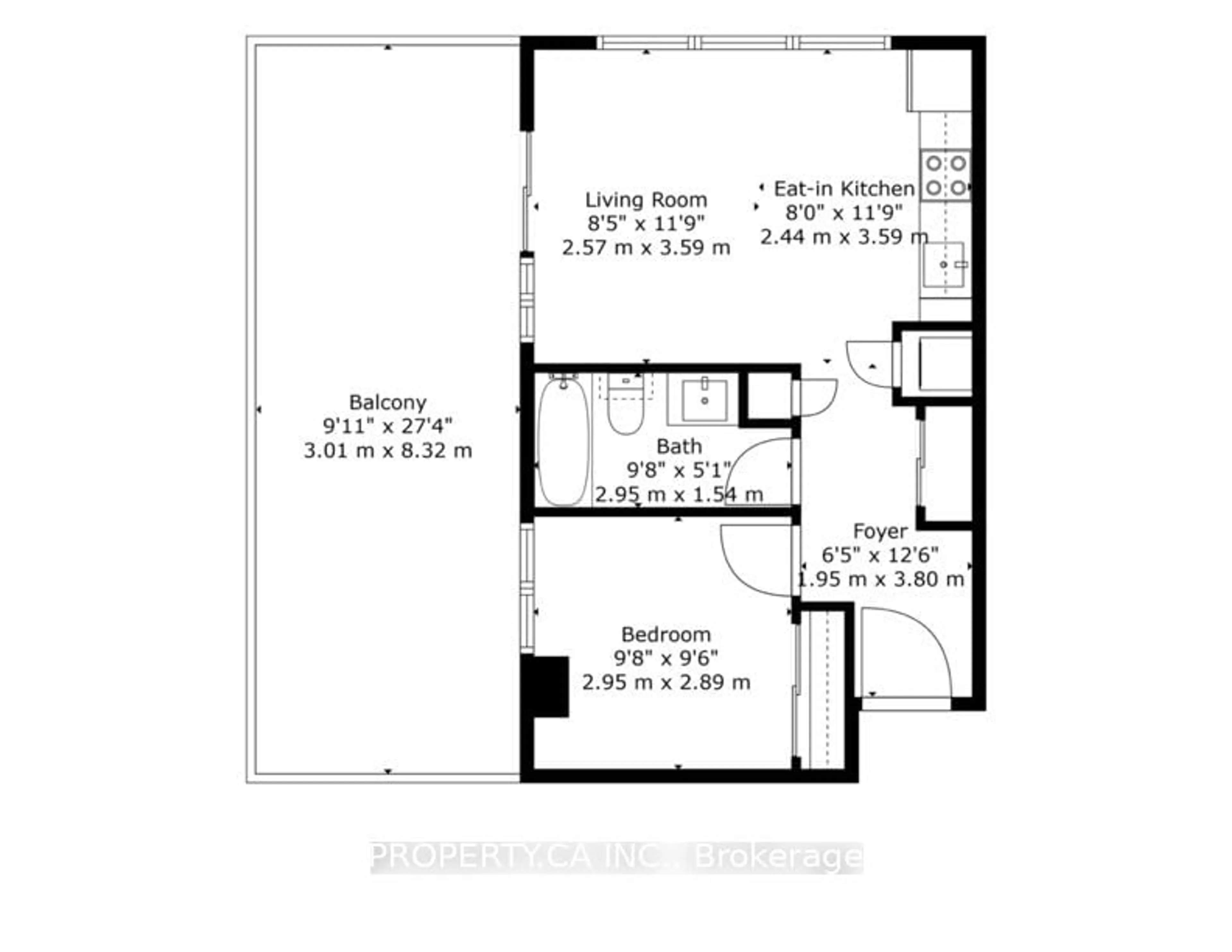 Floor plan for 251 Manitoba St #924, Toronto Ontario M8Y 0C7