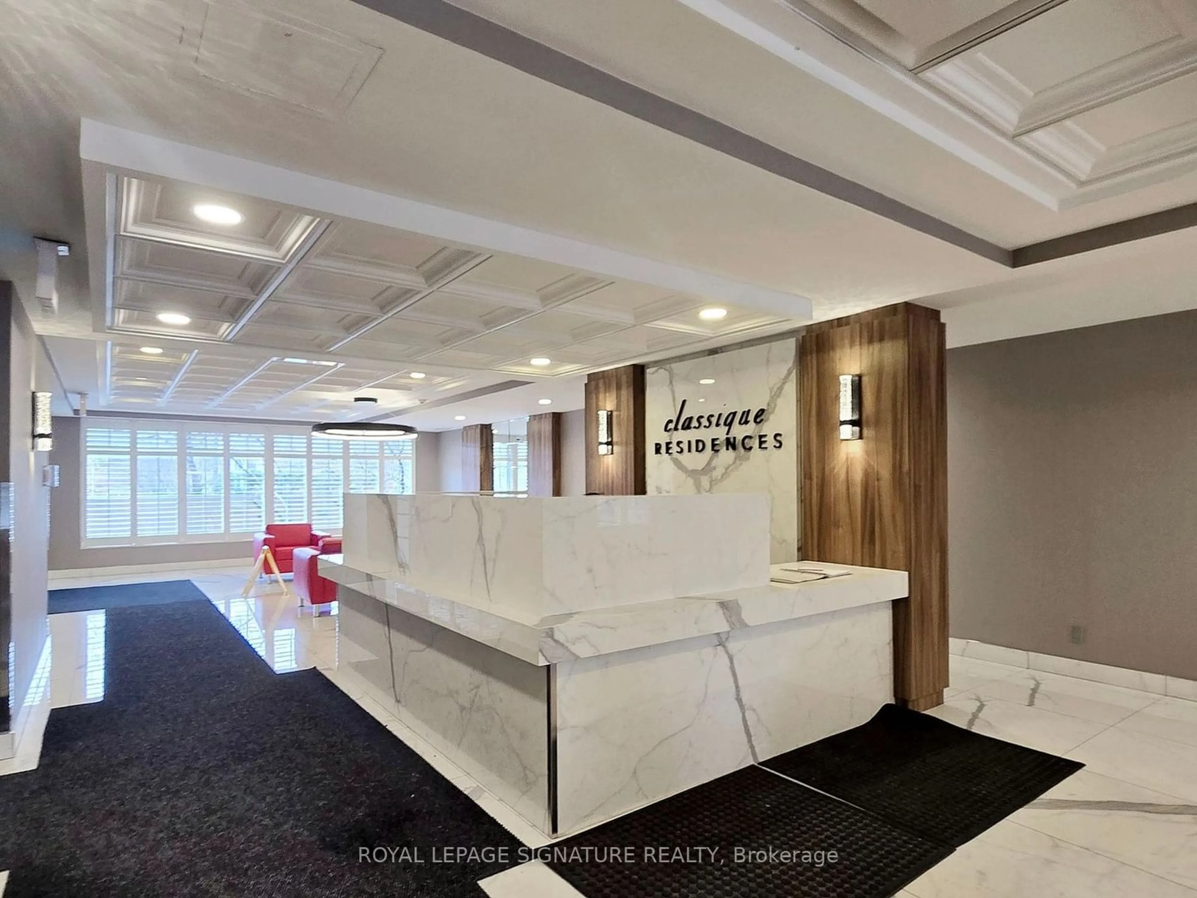 Indoor lobby for 155 Hillcrest Ave #1401, Mississauga Ontario L5B 3Z2