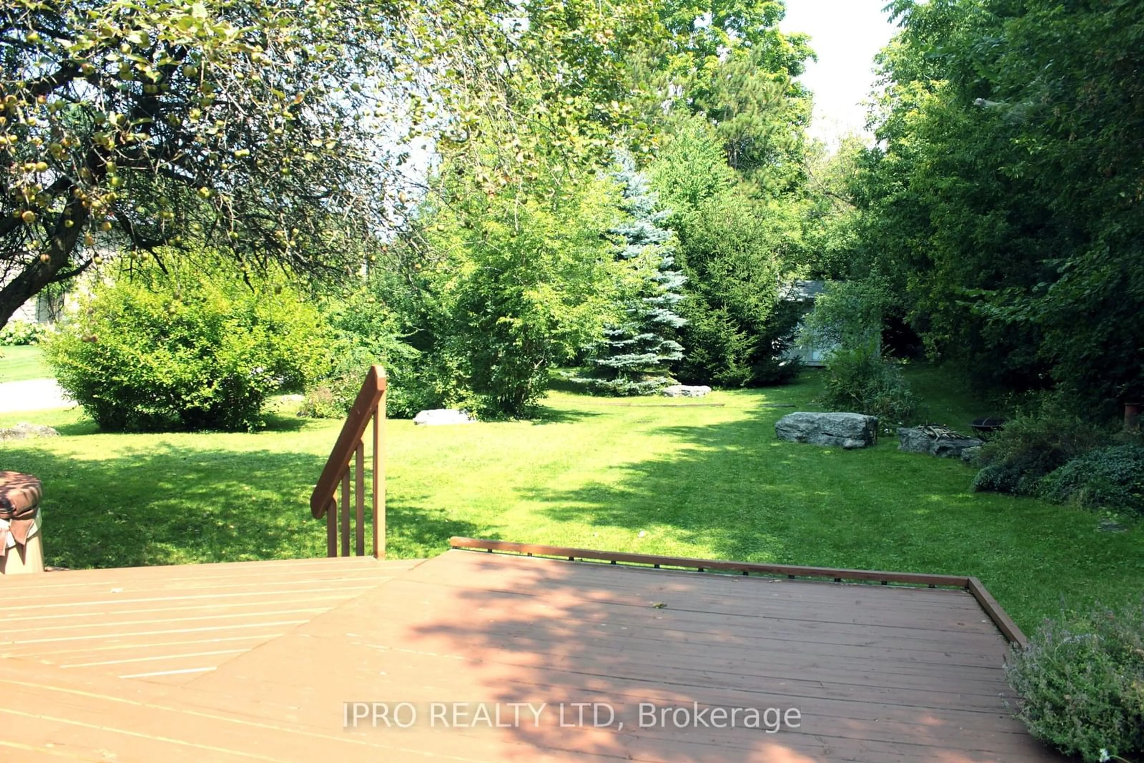 Patio, the fenced backyard for 11 Maple Lane, Caledon Ontario L7E 0L3