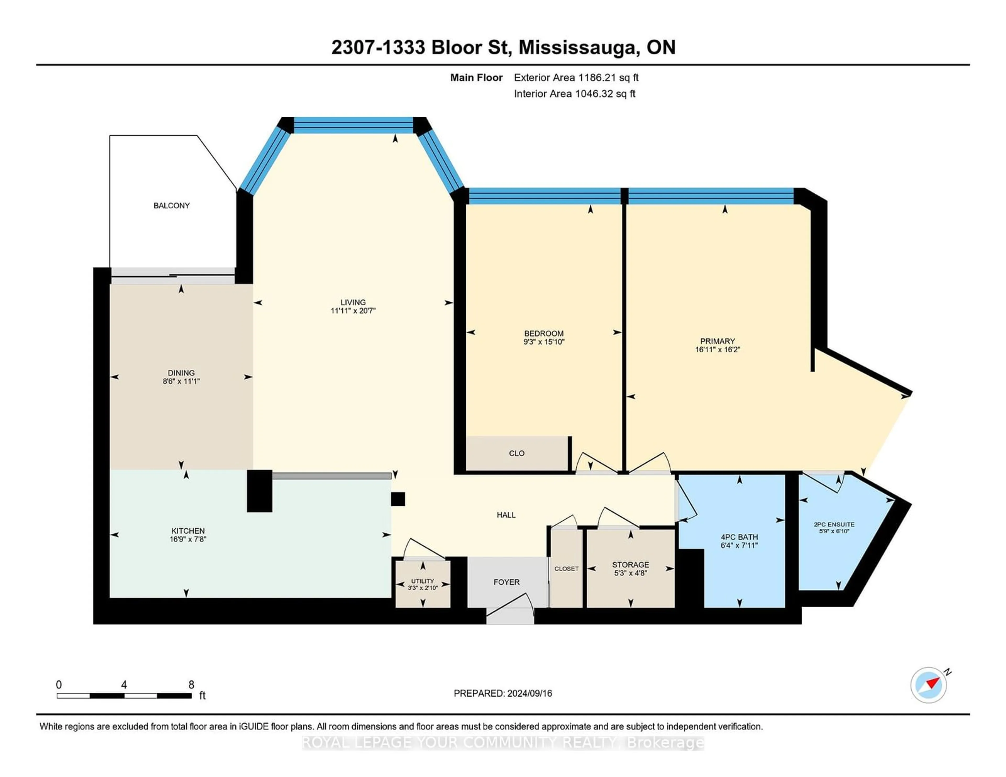 Floor plan for 1333 Bloor St #2307, Mississauga Ontario L4Y 3T6