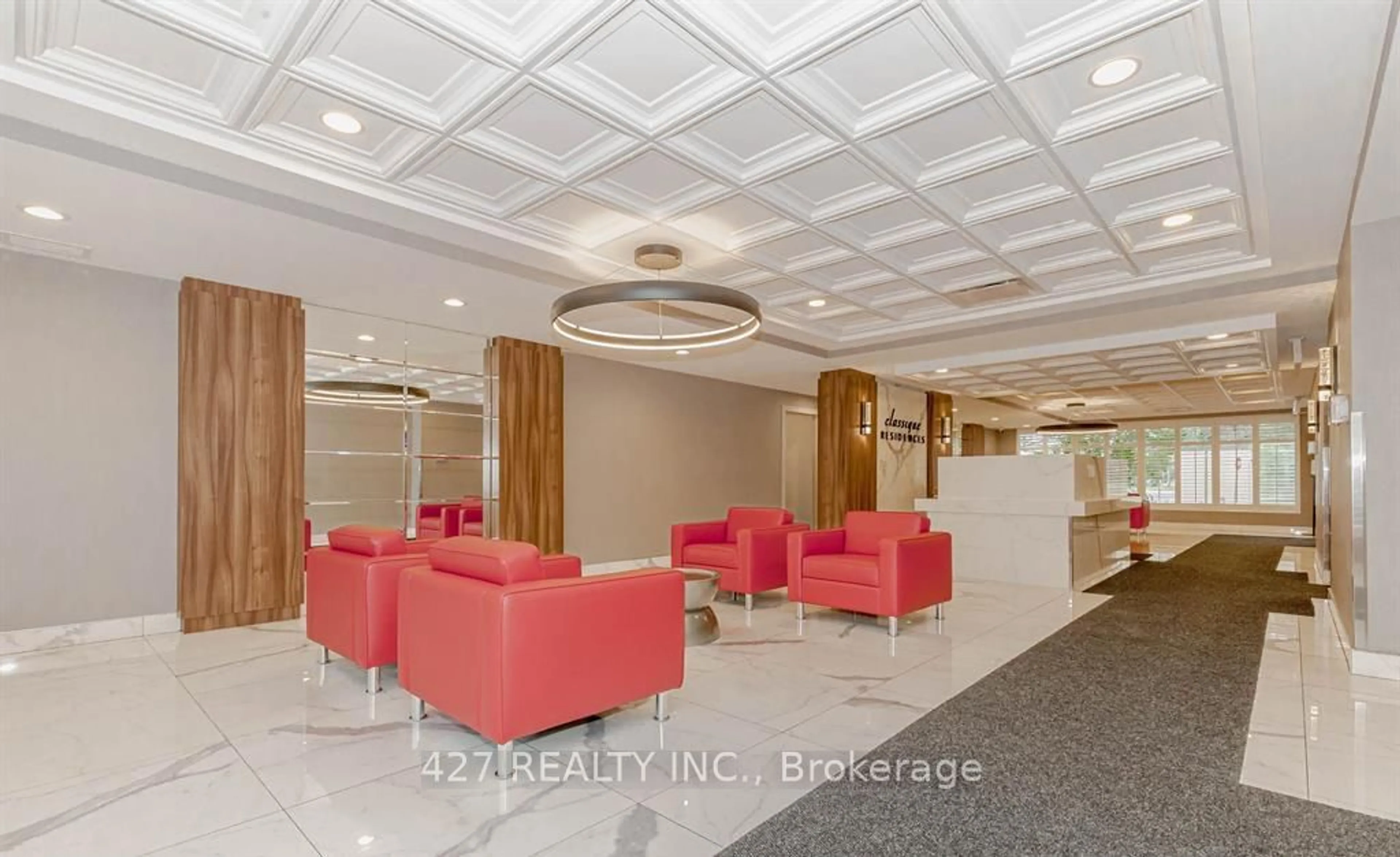 Indoor lobby for 155 Hillcrest Ave #1601, Mississauga Ontario L5B 3Z2