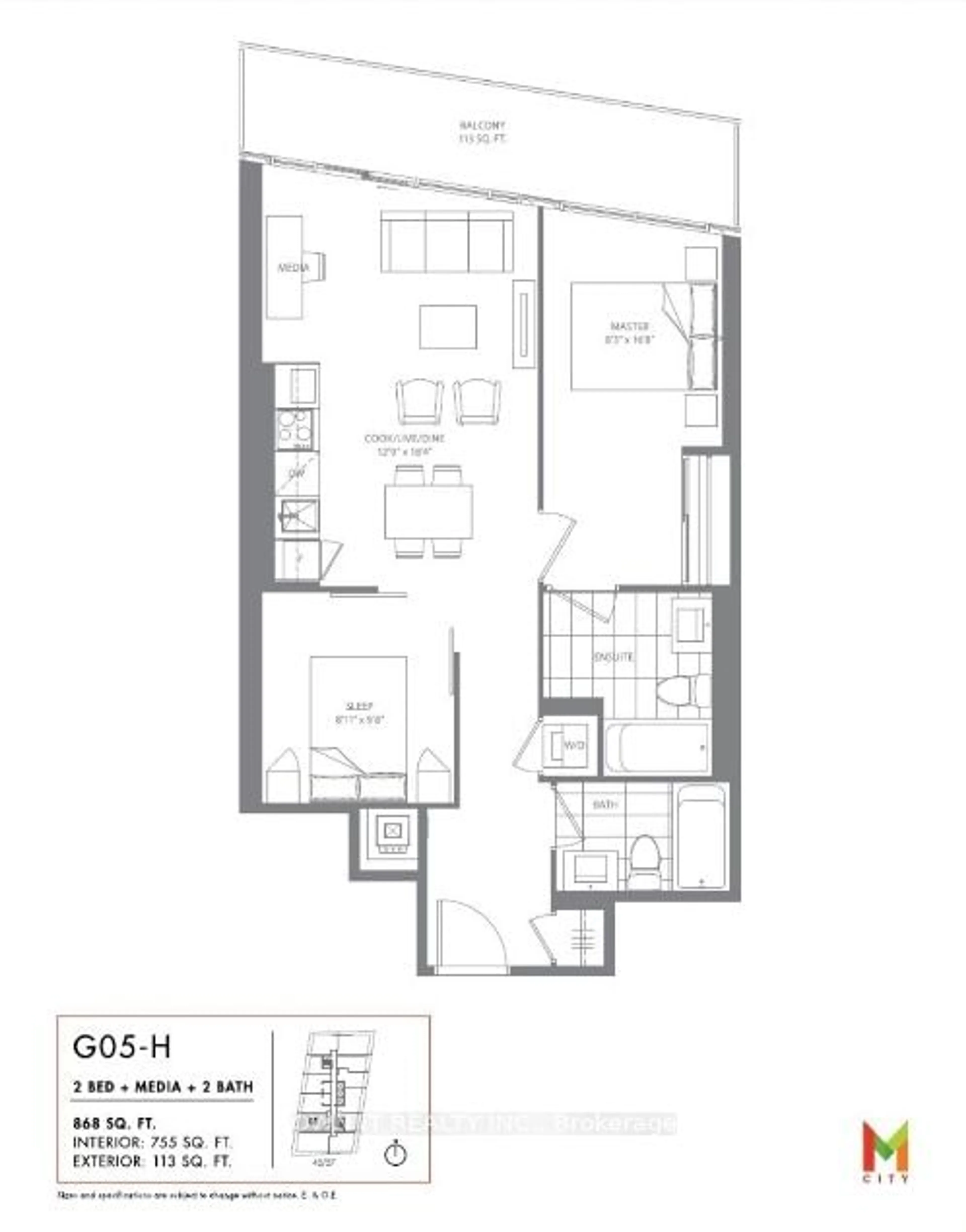 Floor plan for 3900 Confederation Pkwy #5705, Mississauga Ontario L5B 0M3