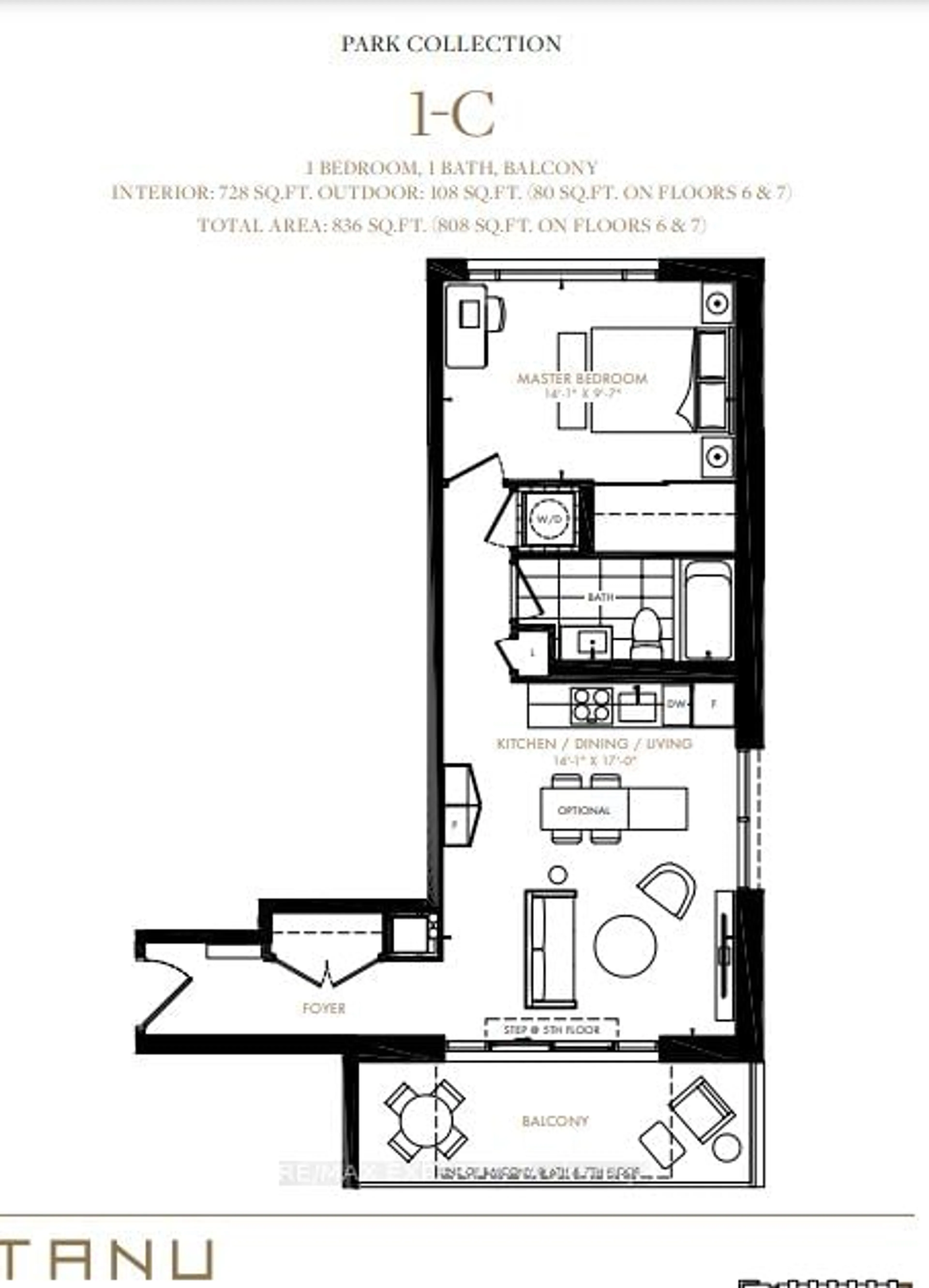 Floor plan for 21 Park St #718, Mississauga Ontario L5G 1L7