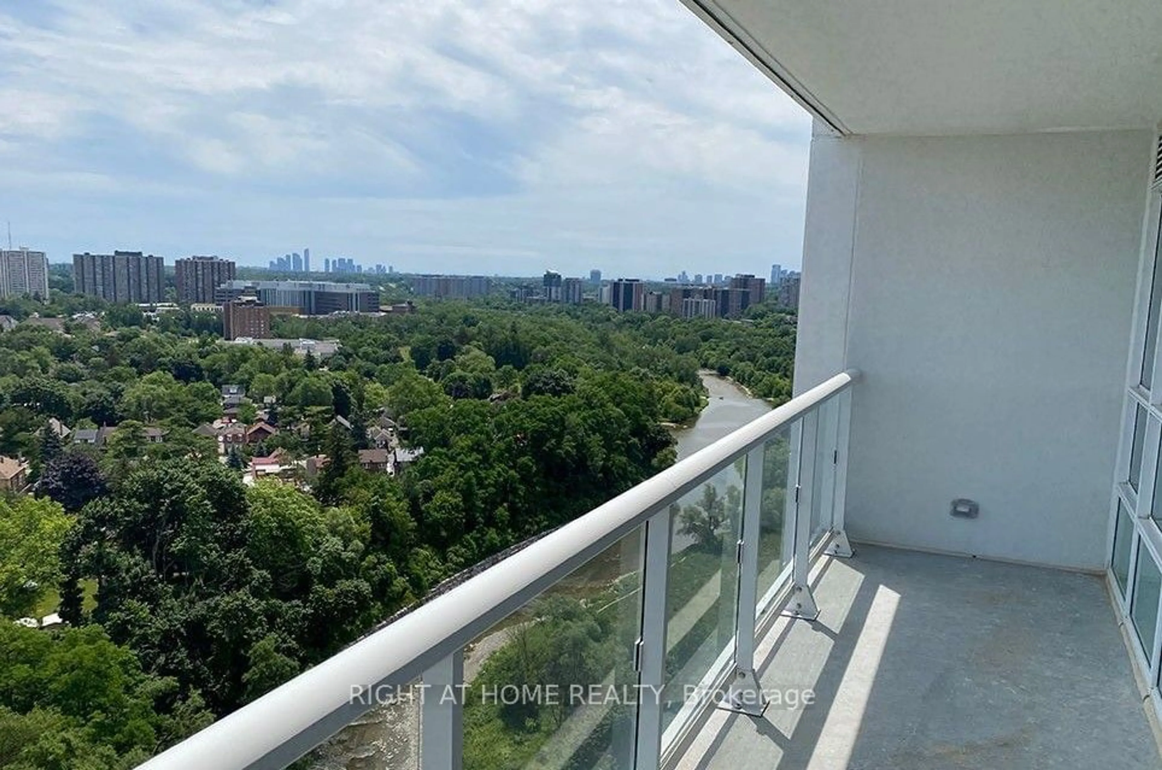 Balcony in the apartment, the view of city buildings for 10 Wilby Cres #1801, Toronto Ontario M9N 1E5