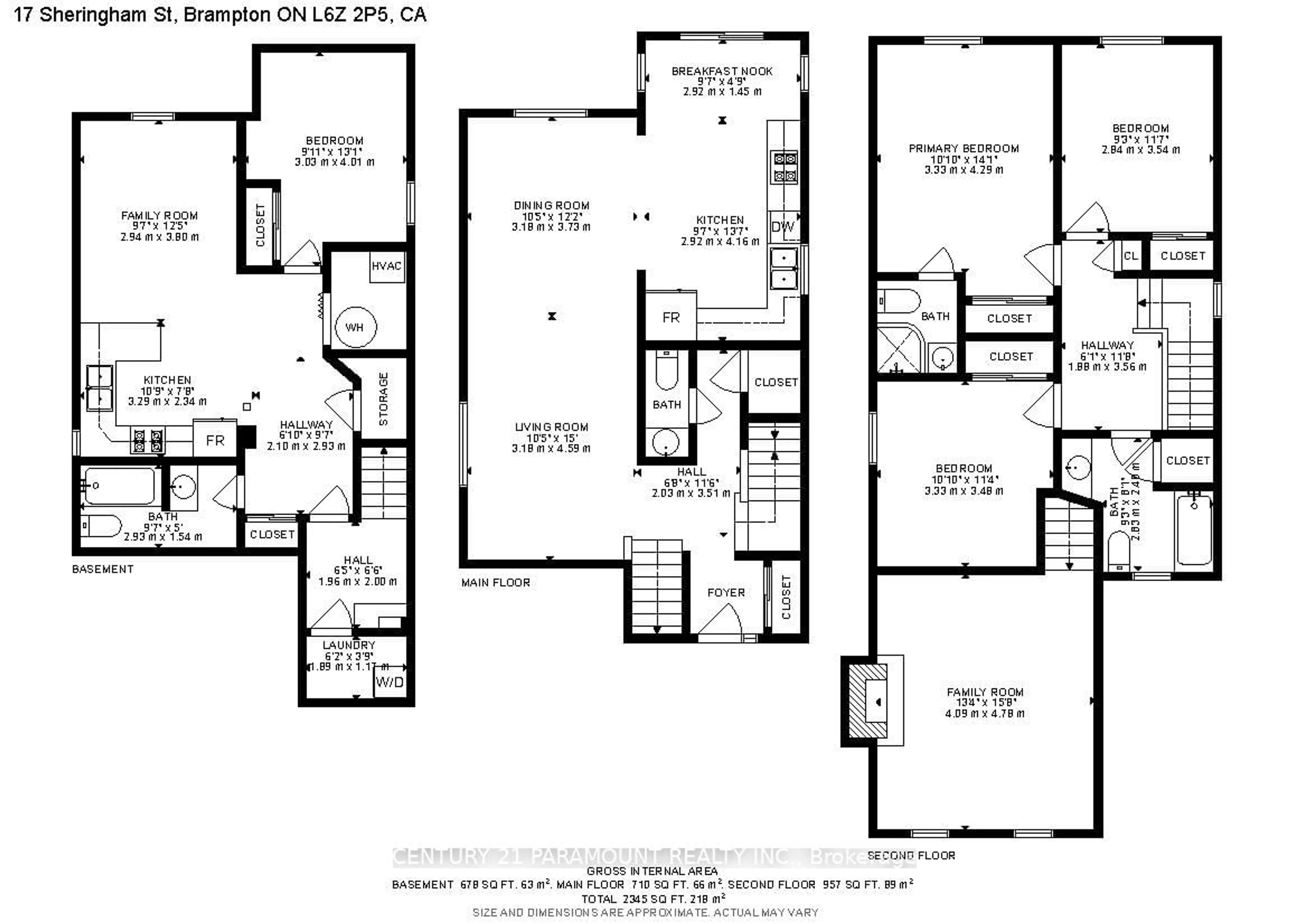 Floor plan for 17 Sheringham St, Brampton Ontario L6Z 2P5