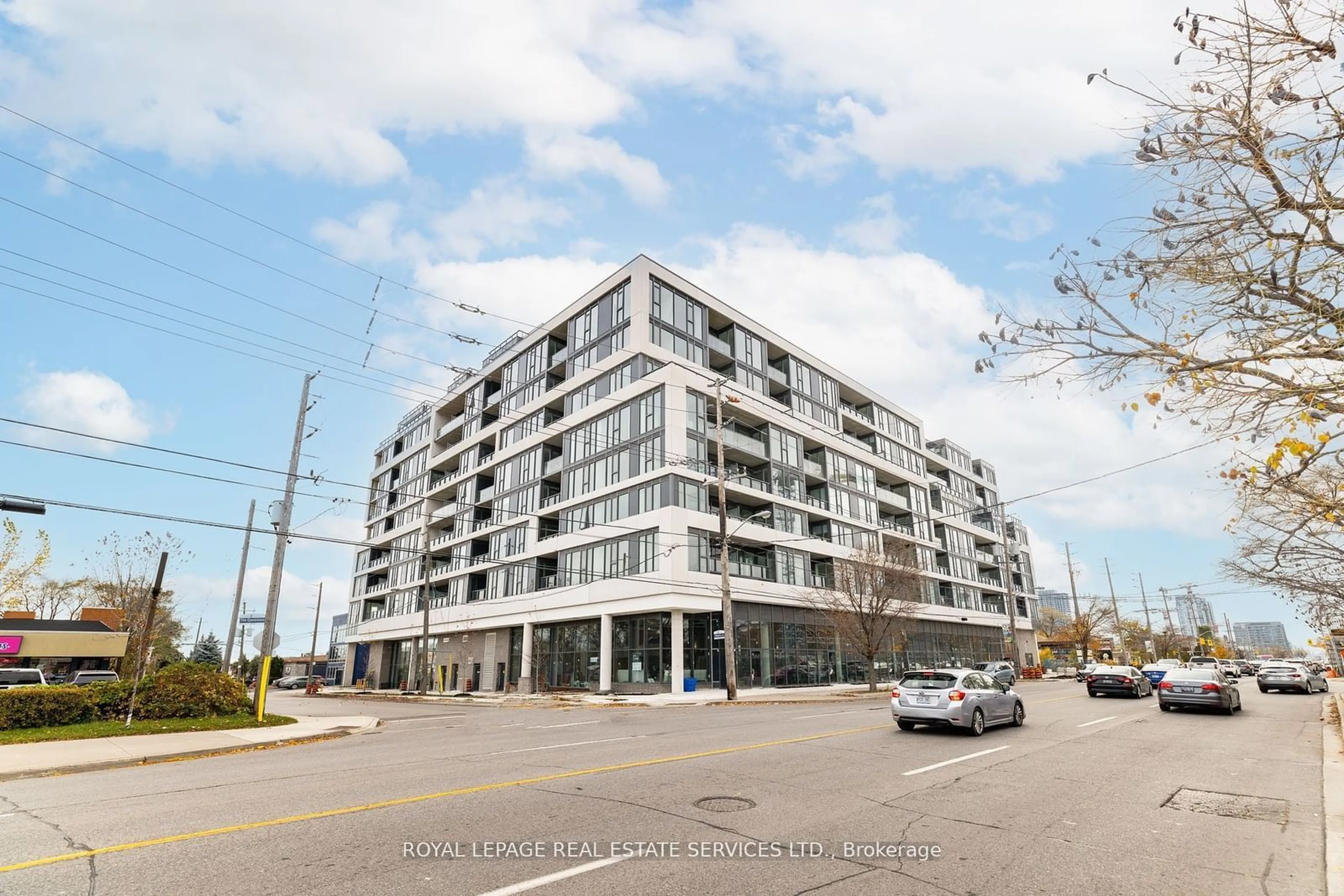 A pic from exterior of the house or condo, the street view for 859 The Queensway #716, Toronto Ontario M8Z 1N8