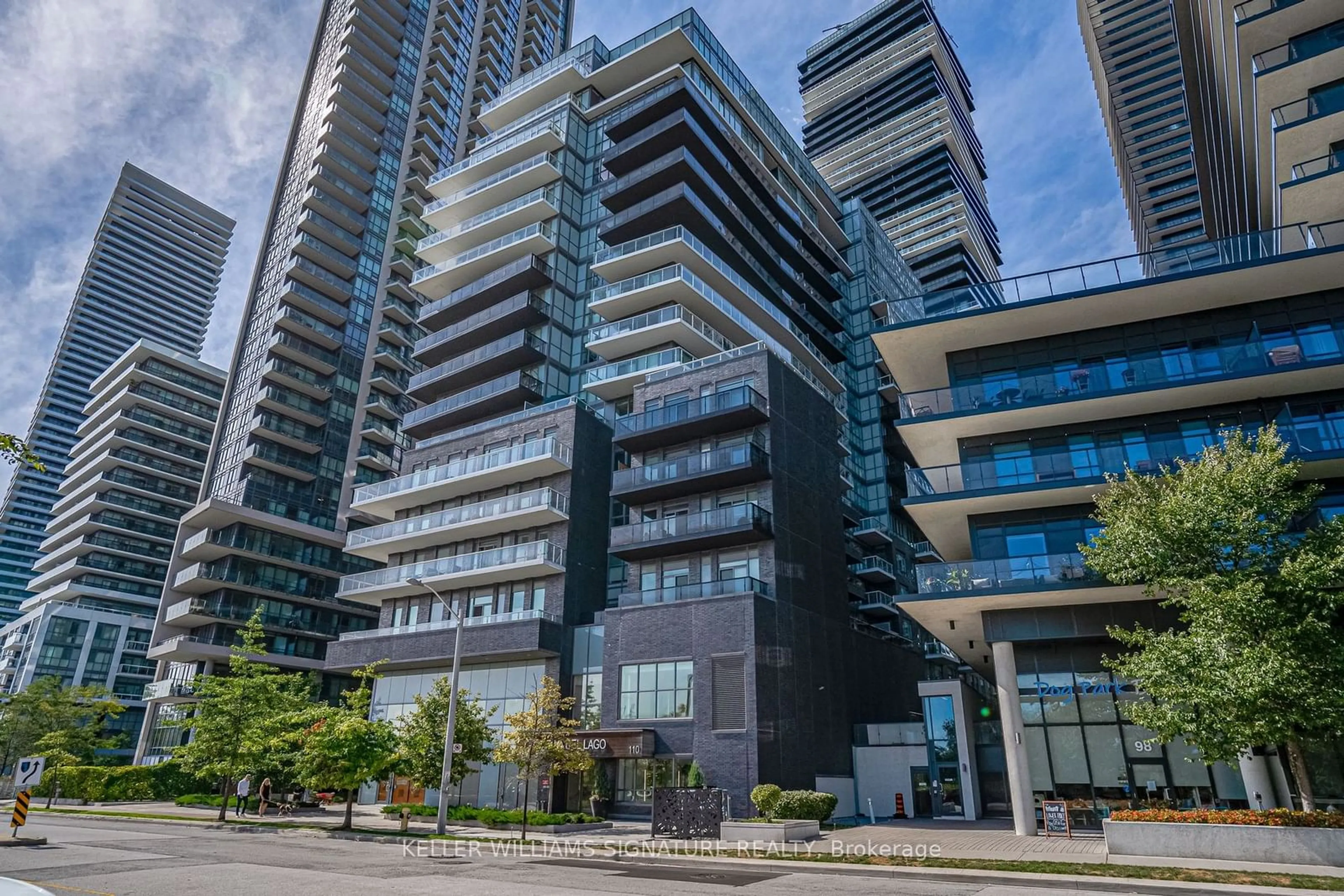 A pic from exterior of the house or condo, the view of city buildings for 110 Marine Parade Dr #210, Toronto Ontario M8V 0B6