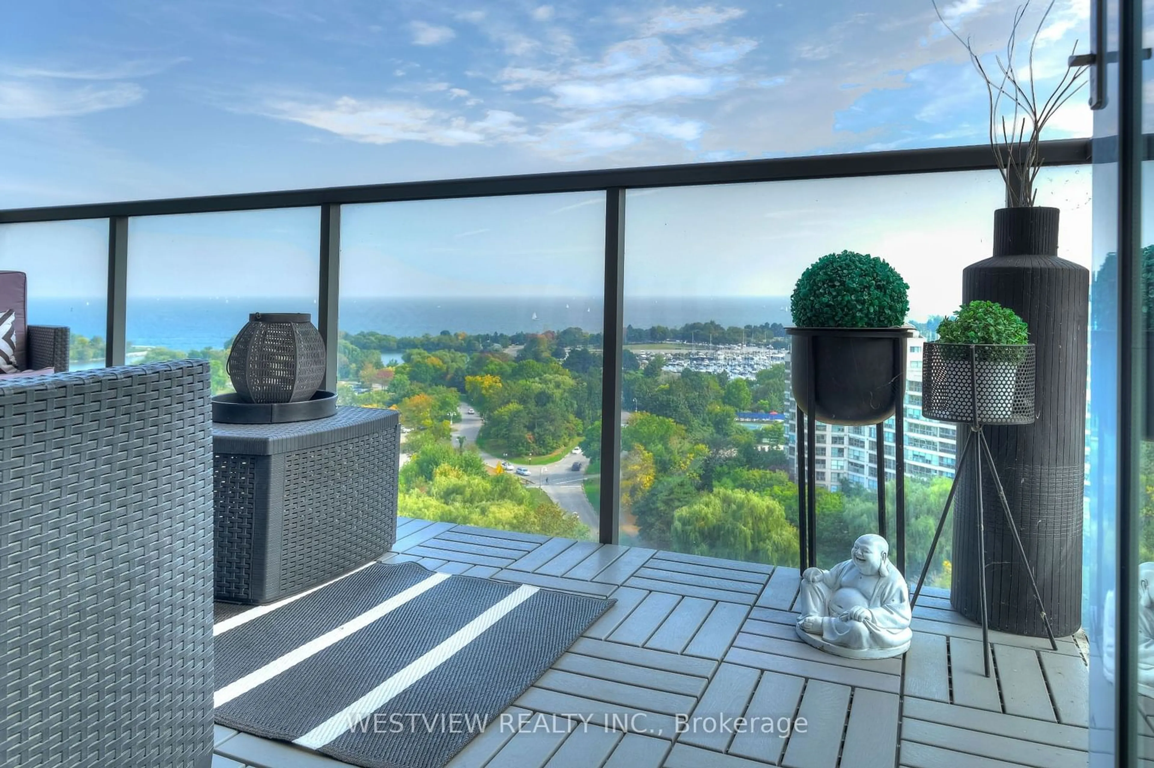 Balcony in the apartment, the street view for 2230 Lake Shore Blvd #1502, Toronto Ontario M8V 0B2