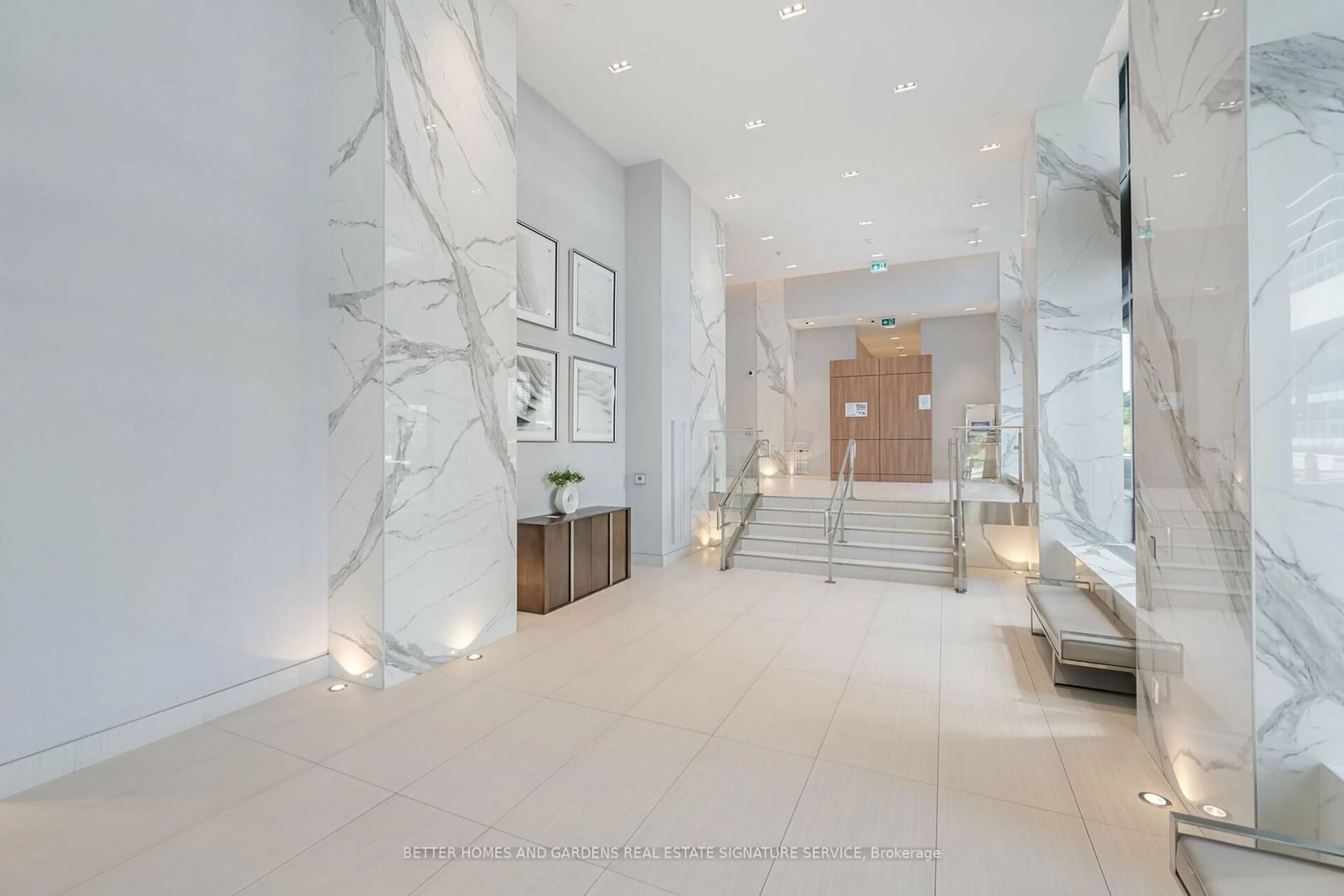 Indoor lobby, ceramic floors for 20 Shore Breeze Dr #312, Toronto Ontario M8V 0C7