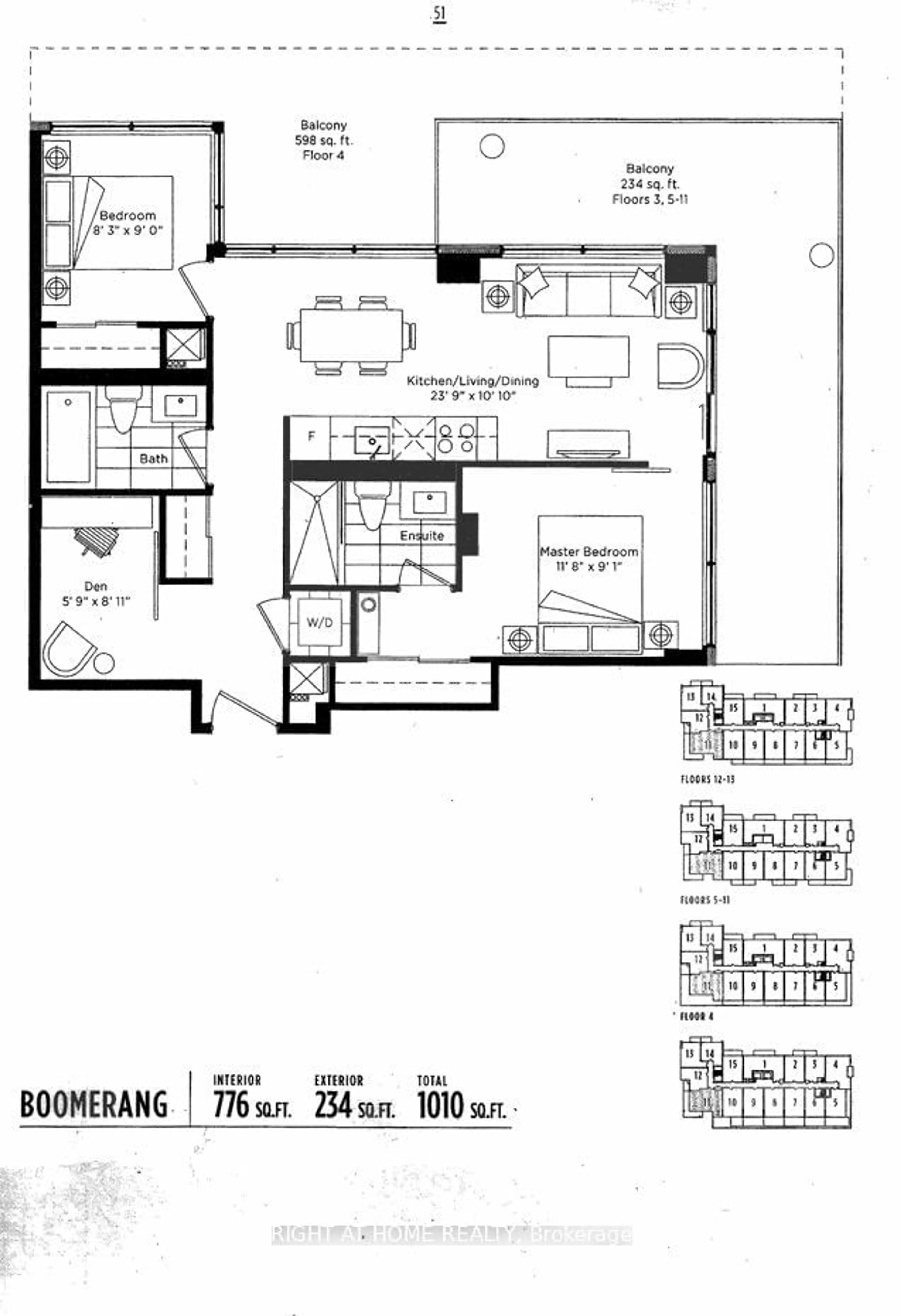 Floor plan for 10 De Boers Dr #1311, Toronto Ontario M3J 0L6