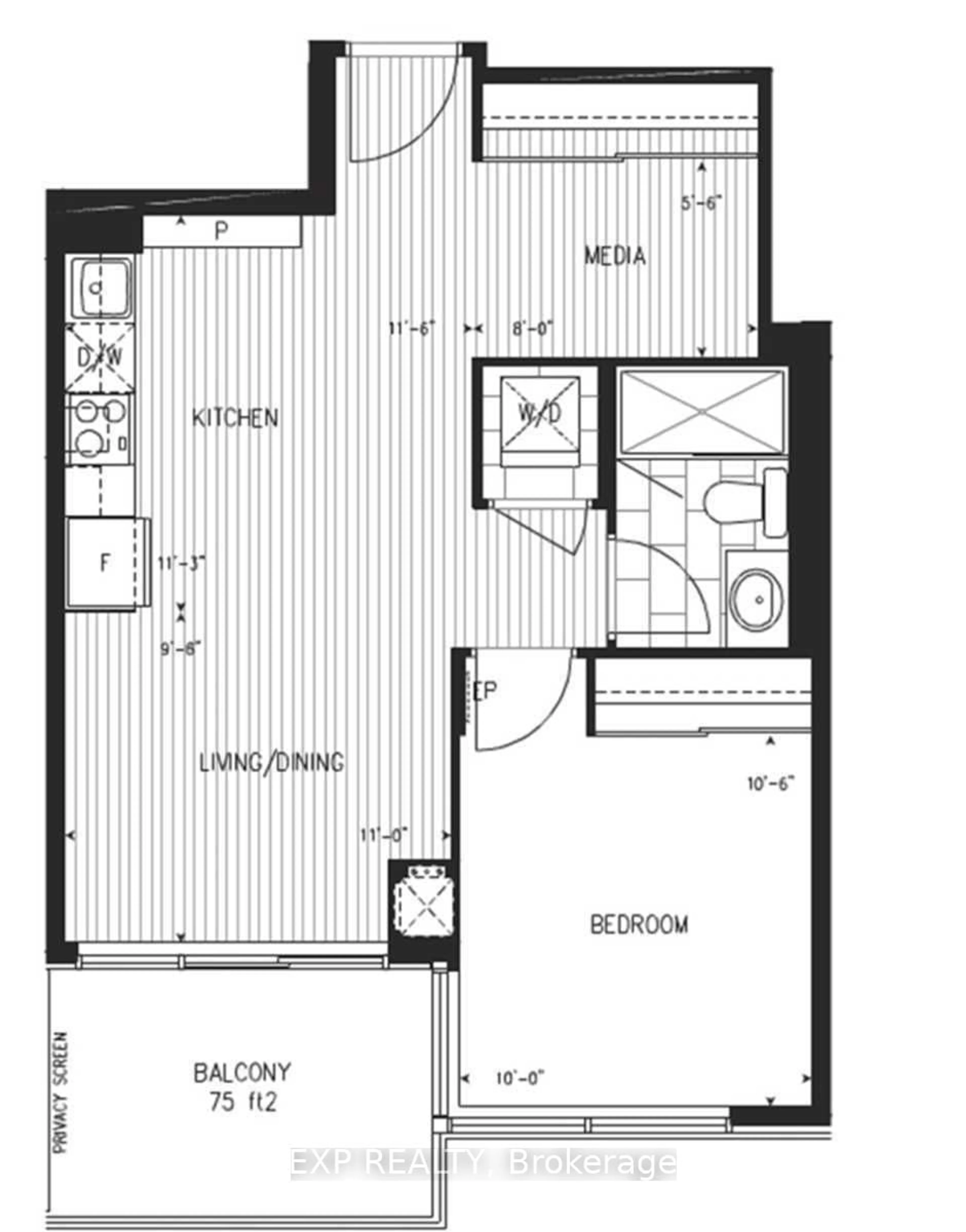 Floor plan for 36 Park Lawn Rd #1601, Toronto Ontario M8V 0E5