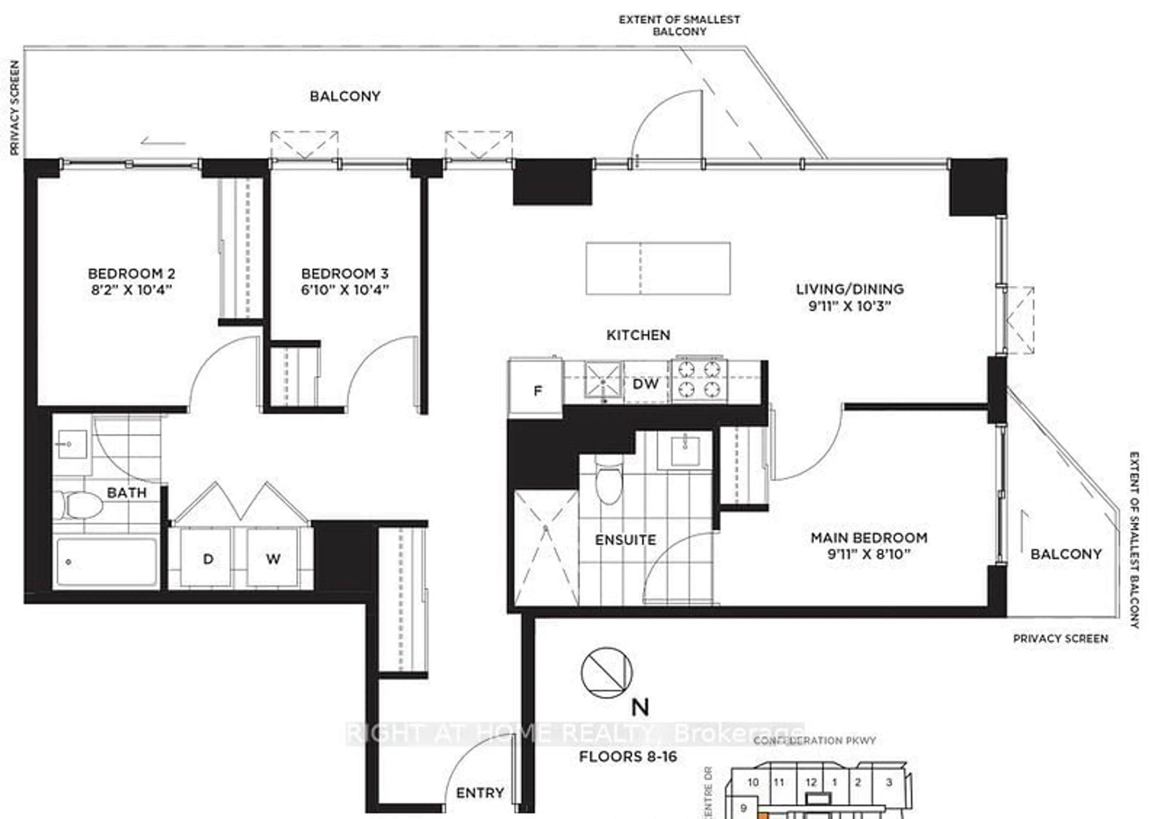 Floor plan for 4065 Confederation Pkwy #1008, Mississauga Ontario L5B 0L4