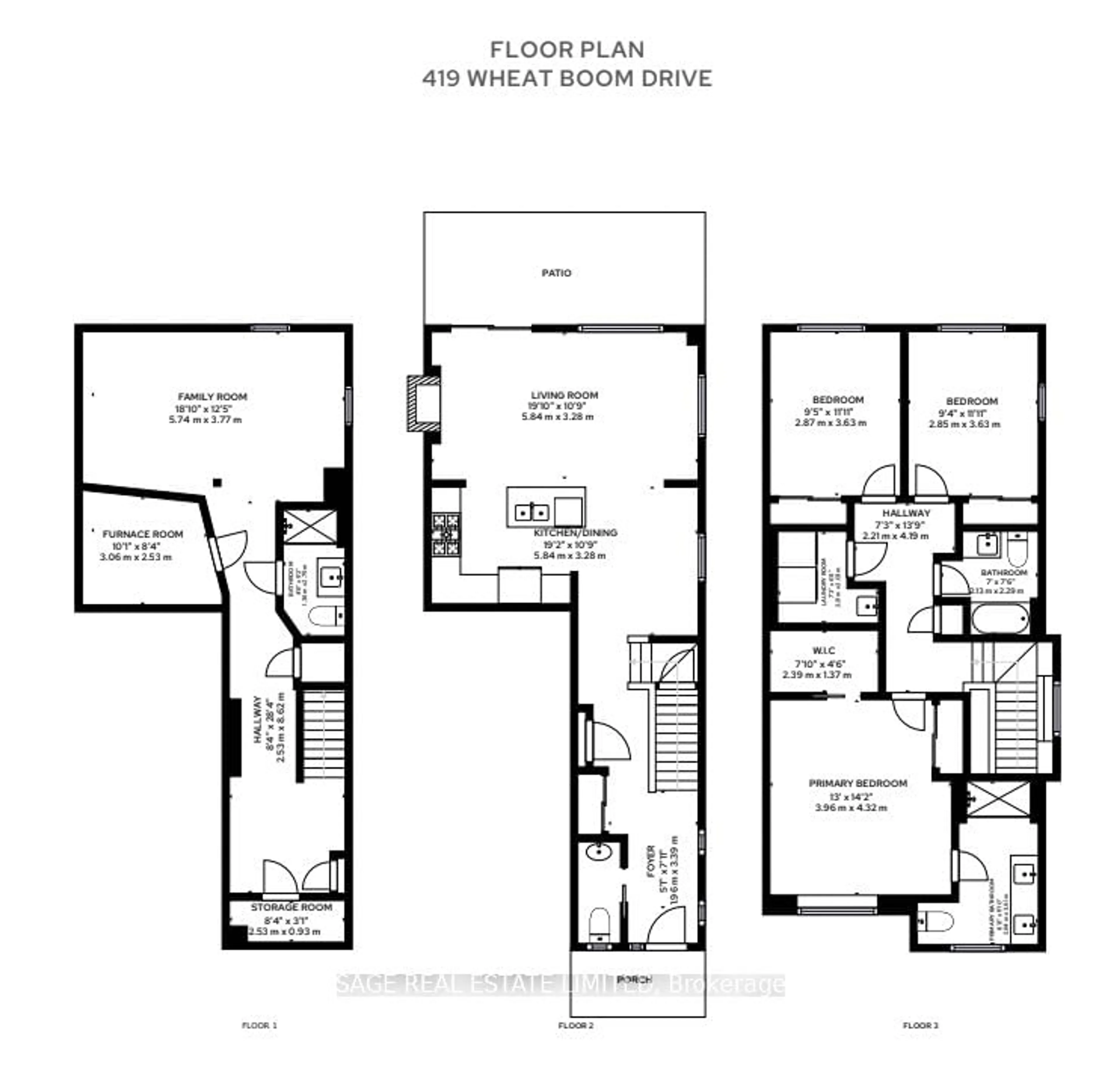 Floor plan for 419 Wheat Boom Dr, Oakville Ontario L6H 0R4