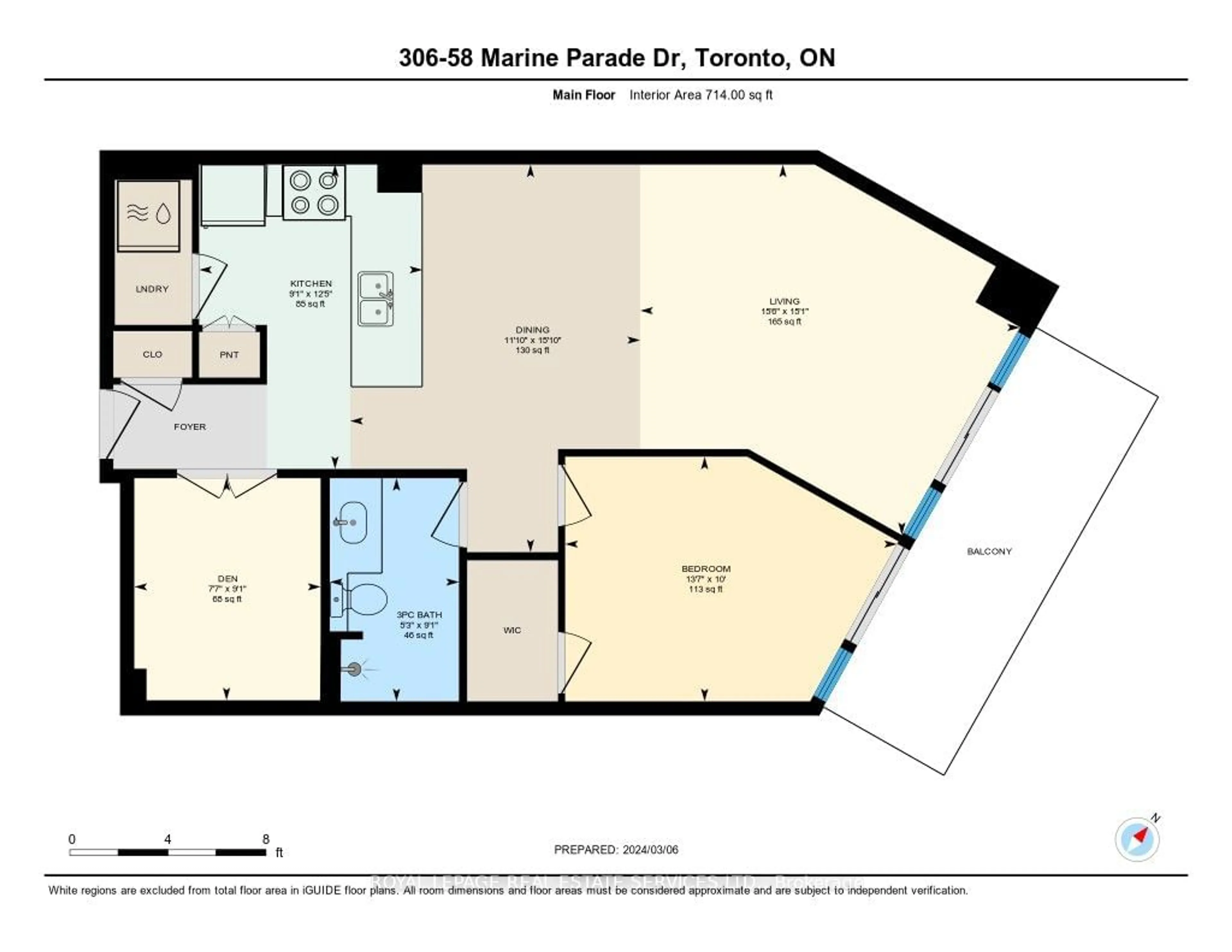 Floor plan for 58 Marine Parade Dr #306, Toronto Ontario M8V 4G1