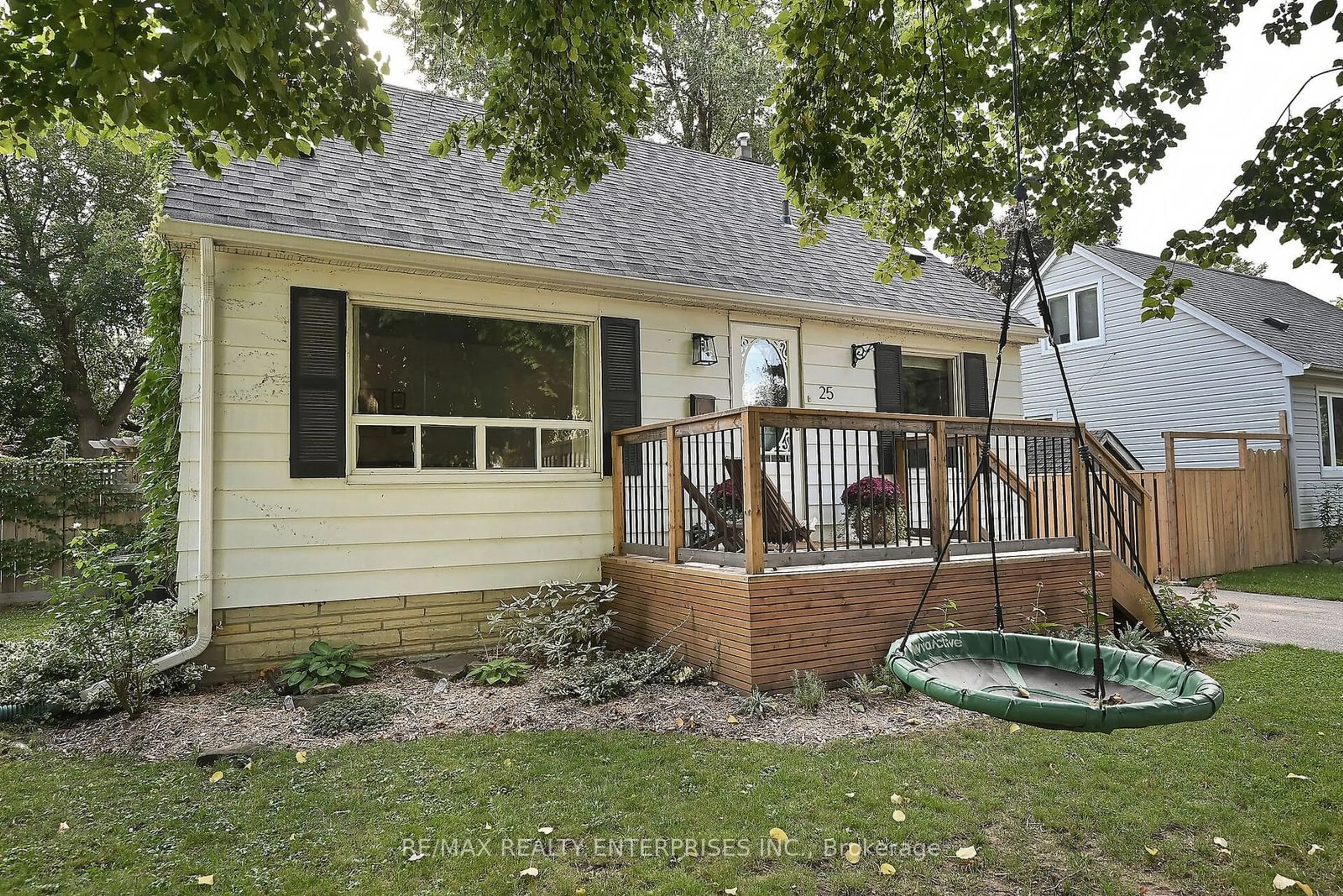 Frontside or backside of a home, the fenced backyard for 25 Rogers Rd, Brampton Ontario L6X 1L7