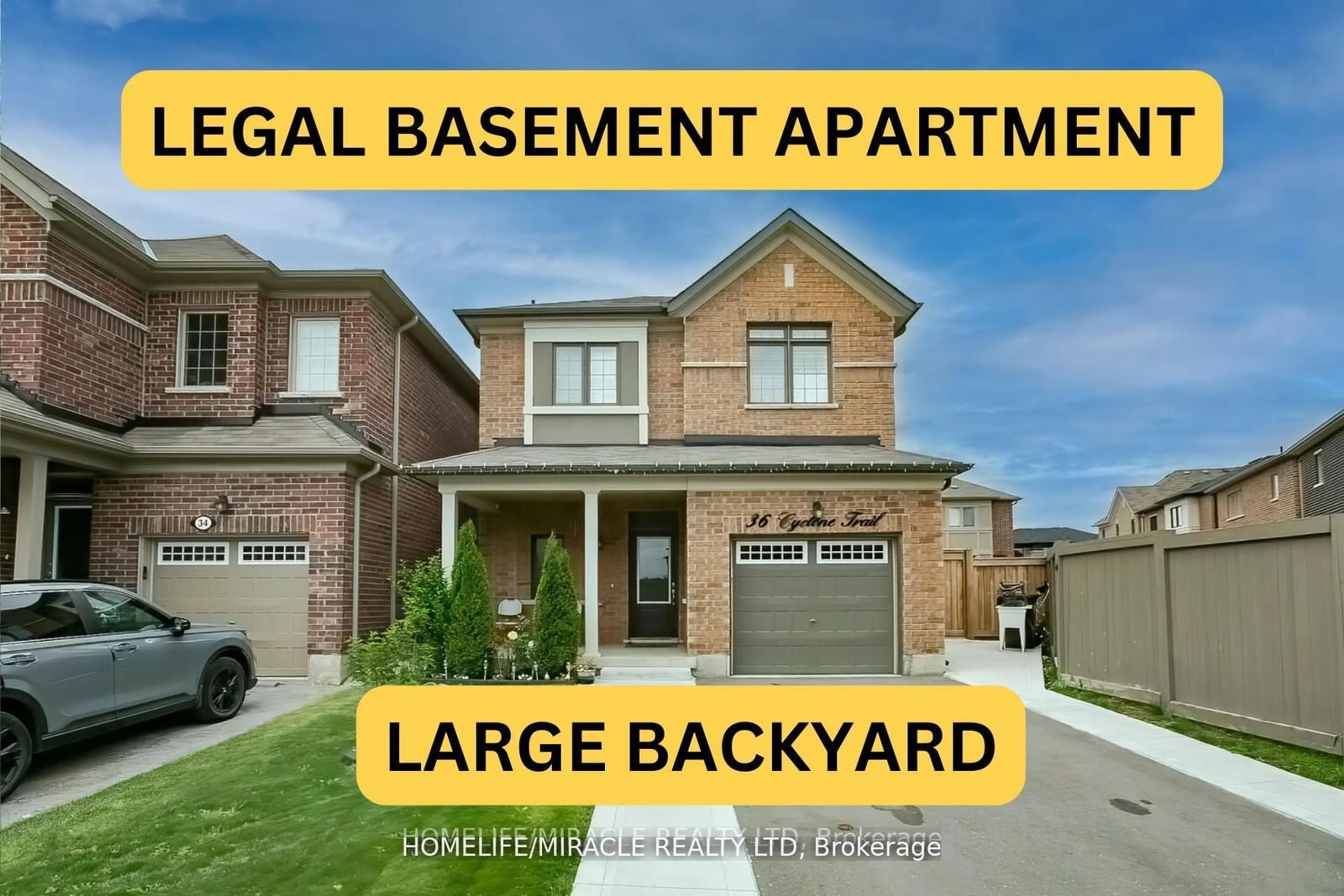 Home with brick exterior material for 36 Cyclone Tr, Brampton Ontario L7A 5E7