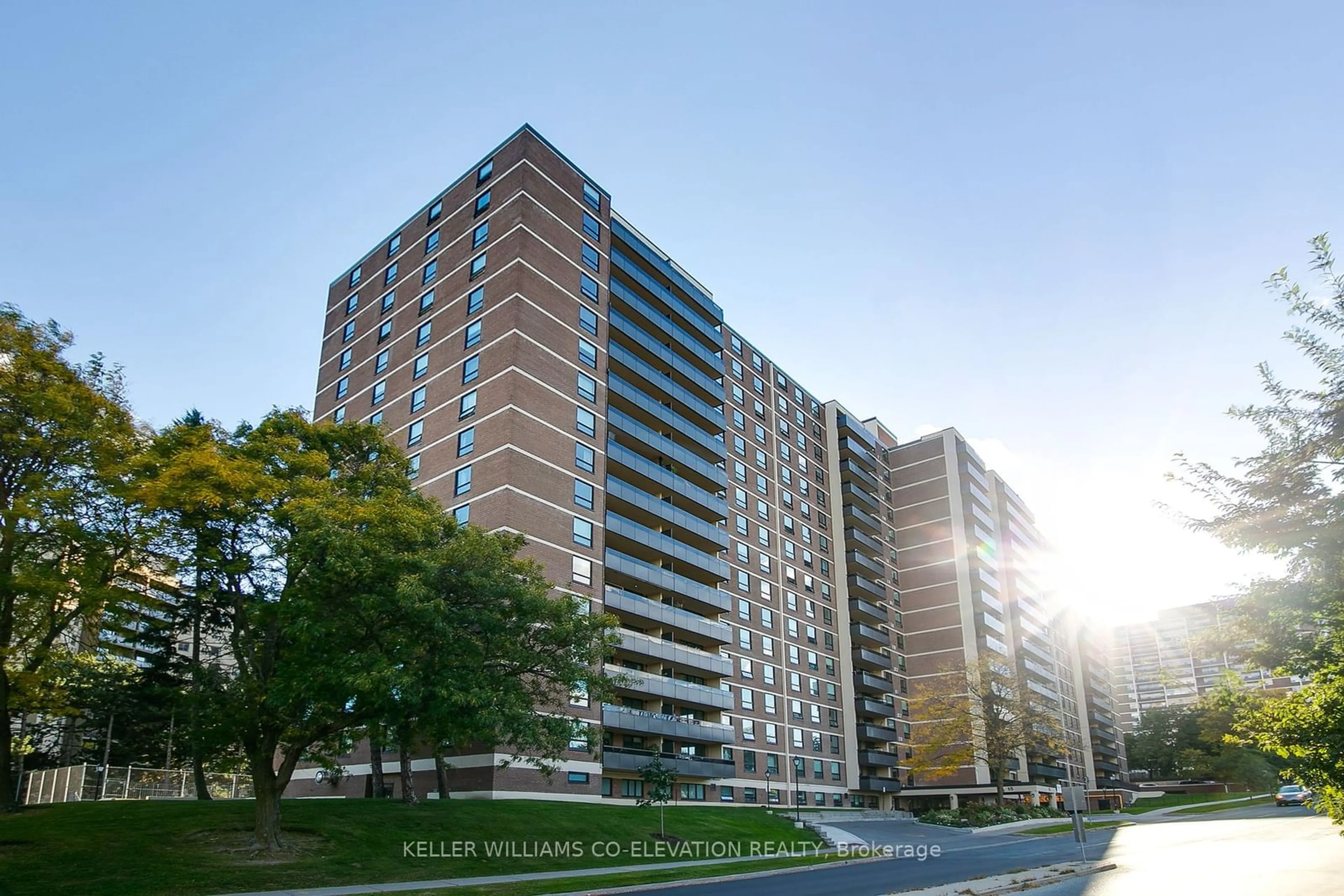 A pic from exterior of the house or condo, the front or back of building for 15 La Rose Ave #711, Toronto Ontario M9P 1A7