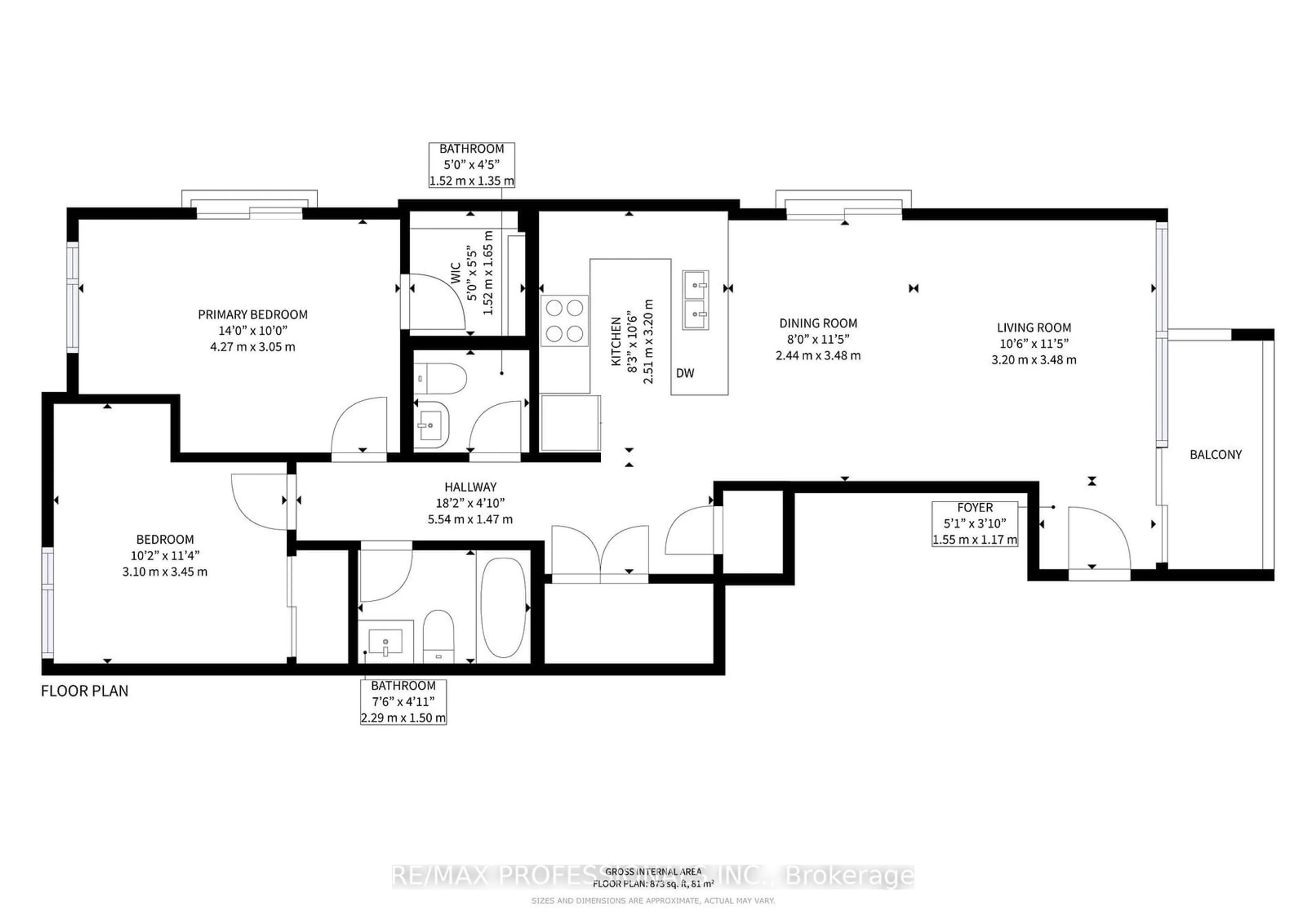 Floor plan for 130 Widdicombe Hill Blvd #401, Toronto Ontario M9R 0A9