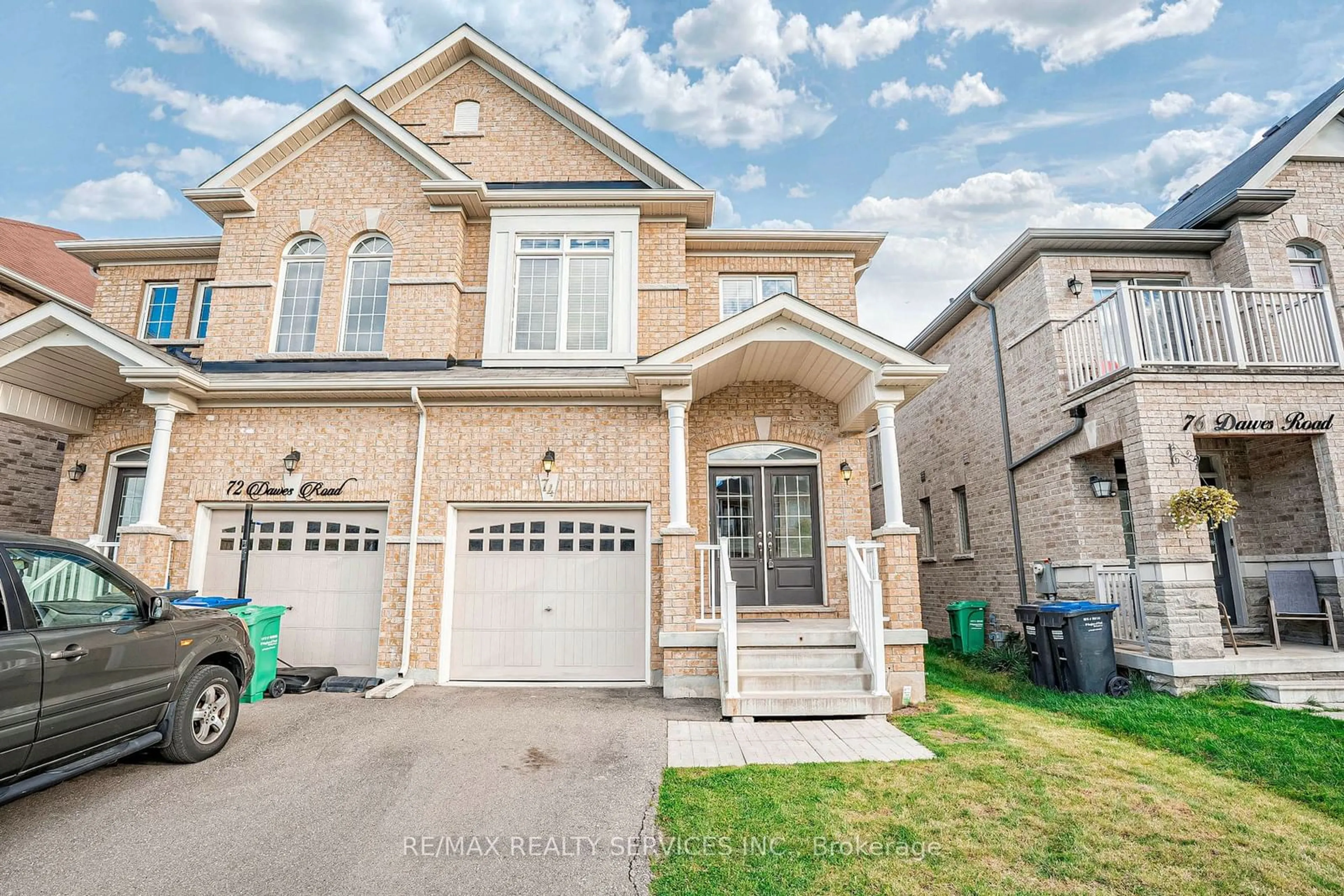 A pic from exterior of the house or condo, the street view for 74 Dawes Rd, Brampton Ontario L6X 5N9