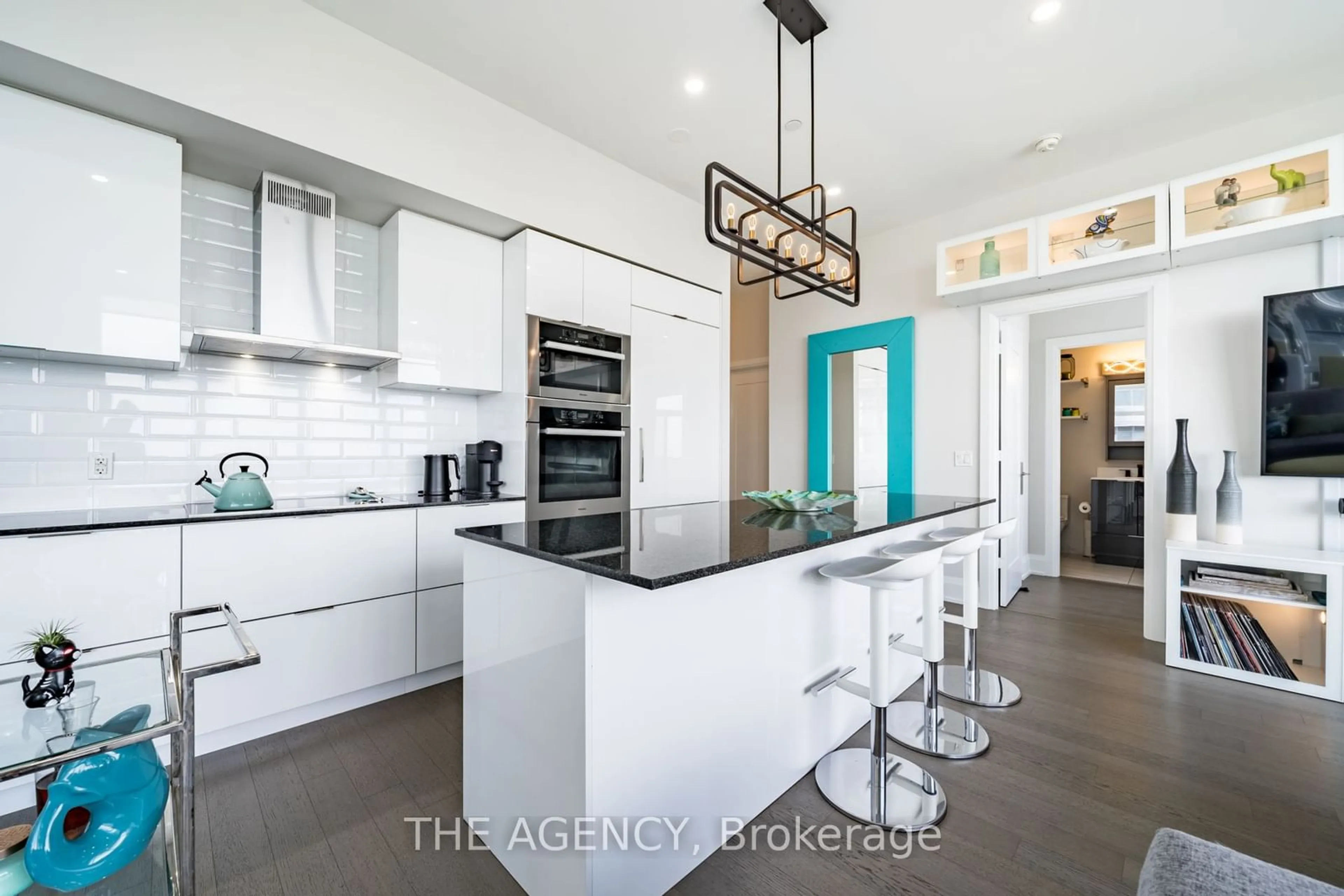 Contemporary kitchen, wood floors for 56 Annie Craig Dr #UPH05, Toronto Ontario M8V 0C8