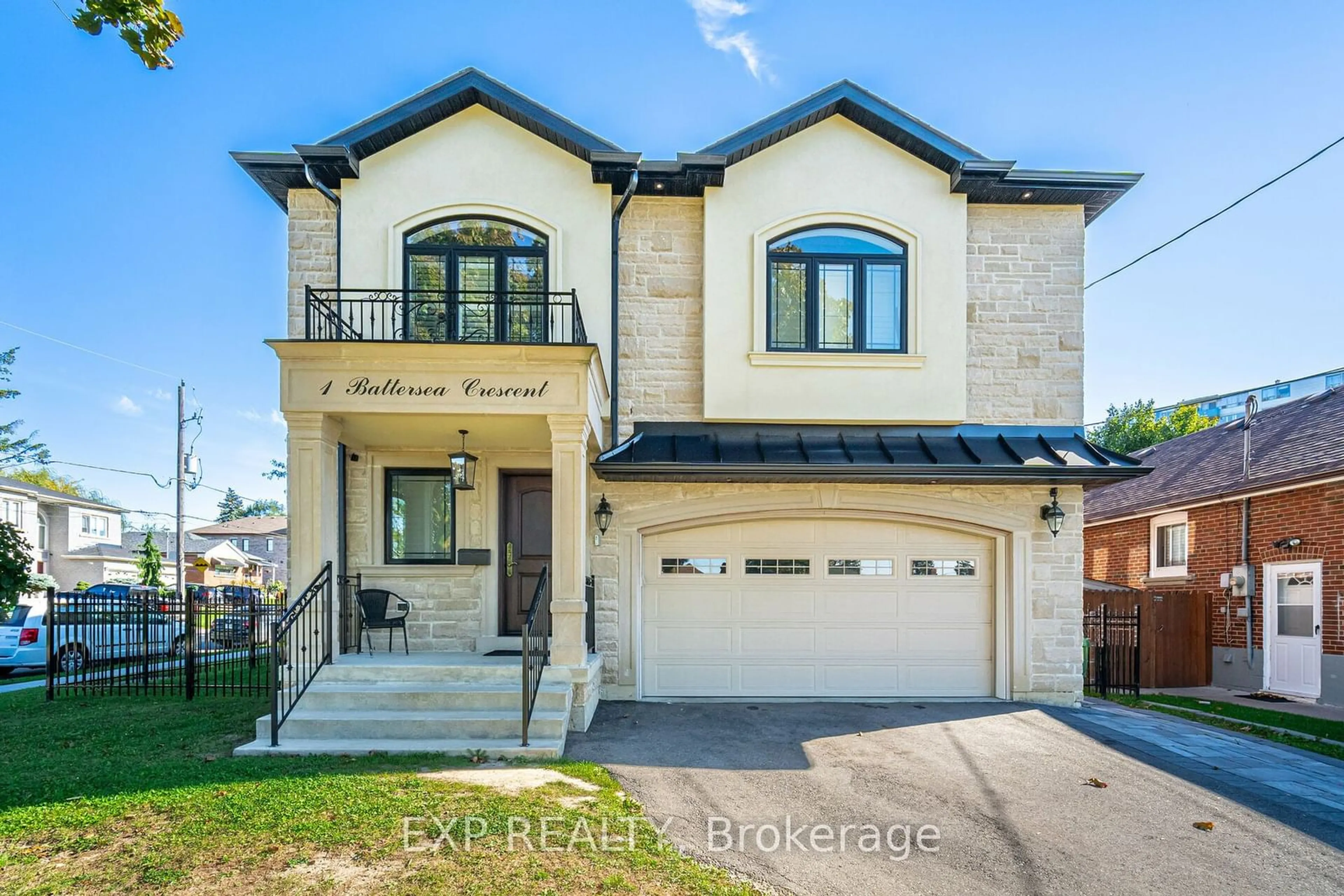 Frontside or backside of a home, the street view for 1 Battersea Cres, Toronto Ontario M6L 1G7