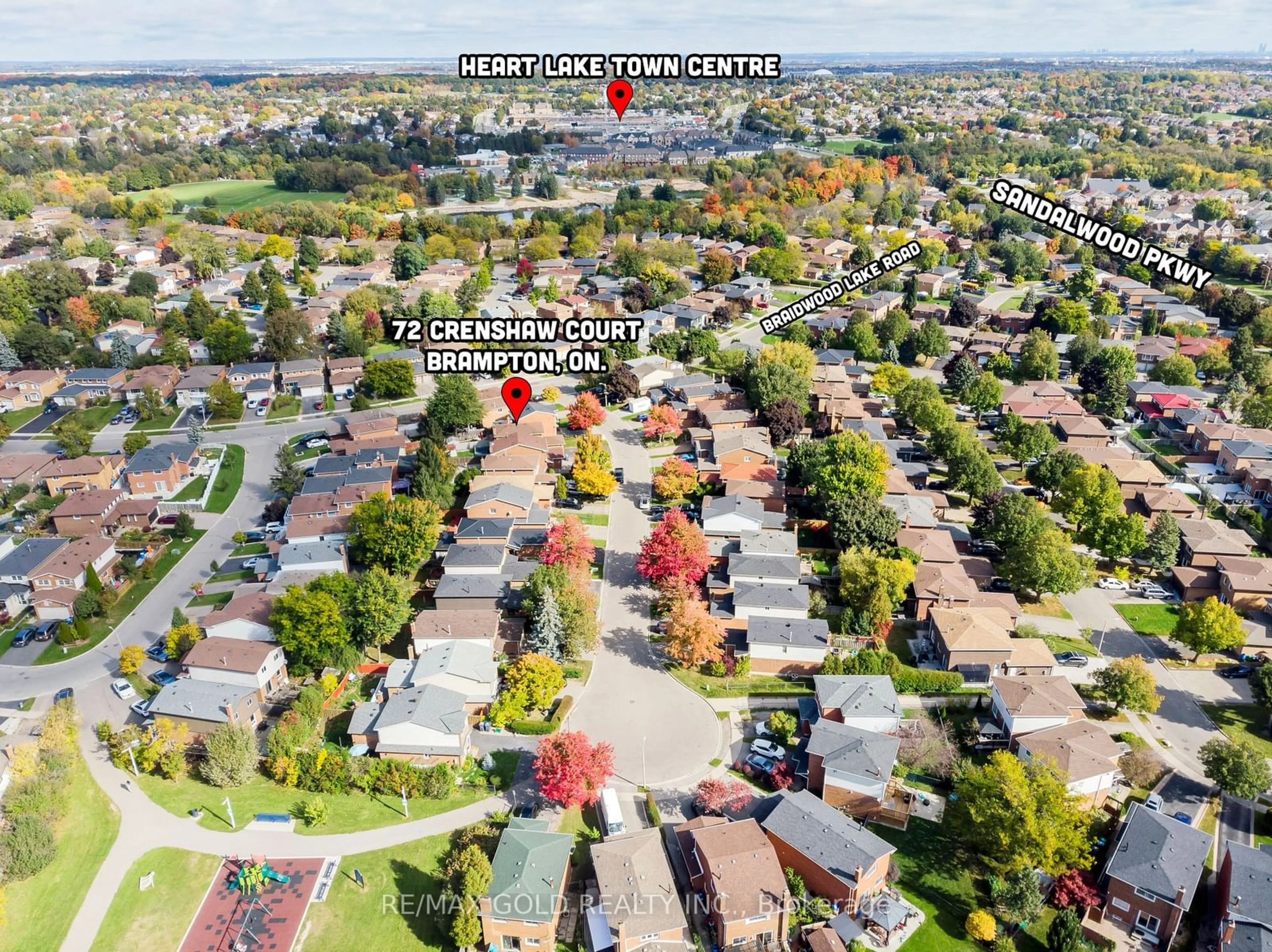 Frontside or backside of a home, the street view for 72 Crenshaw Crt, Brampton Ontario L6Z 1W9