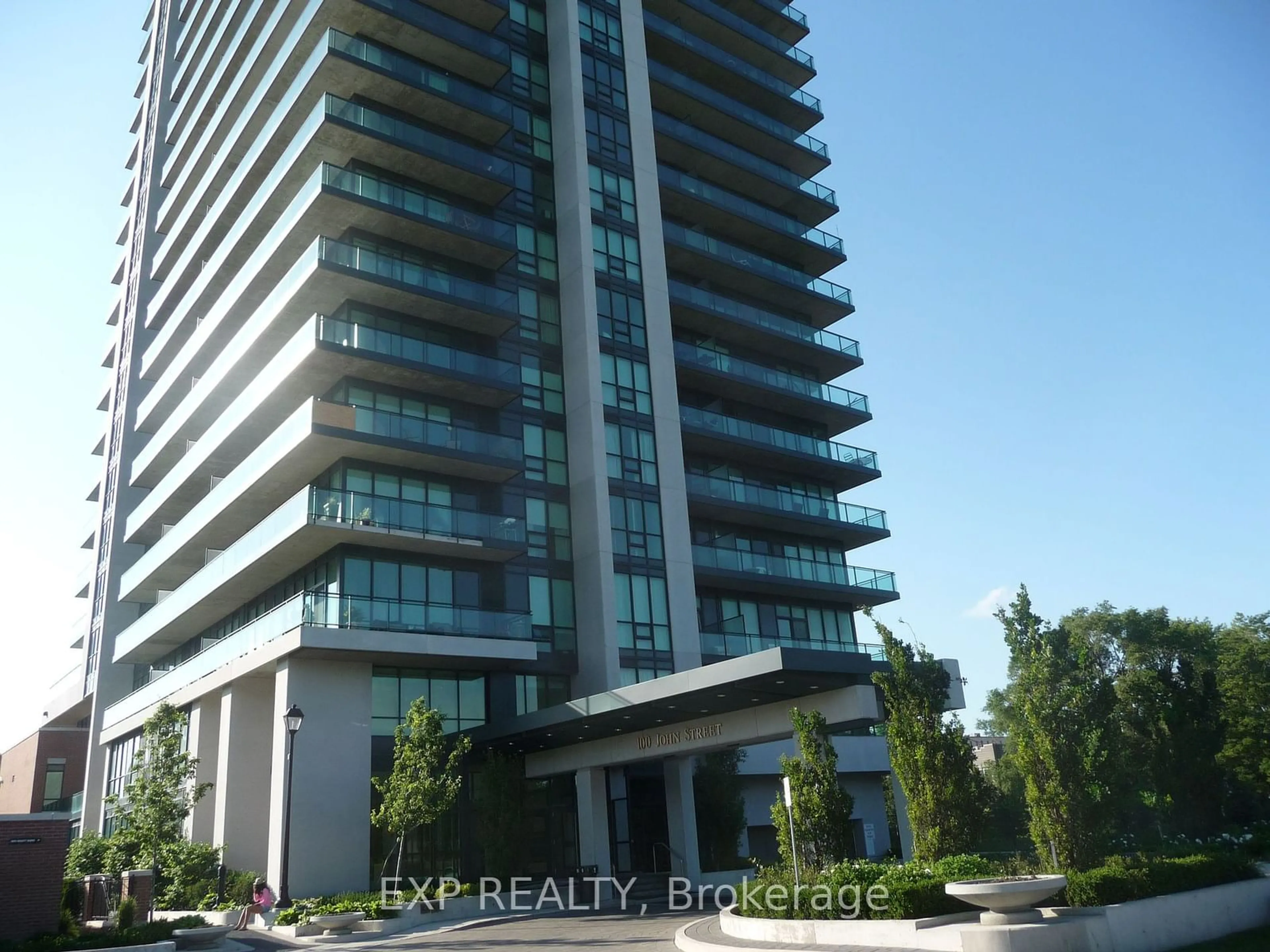 A pic from exterior of the house or condo, the front or back of building for 100 John St #703, Brampton Ontario L6W 0A8