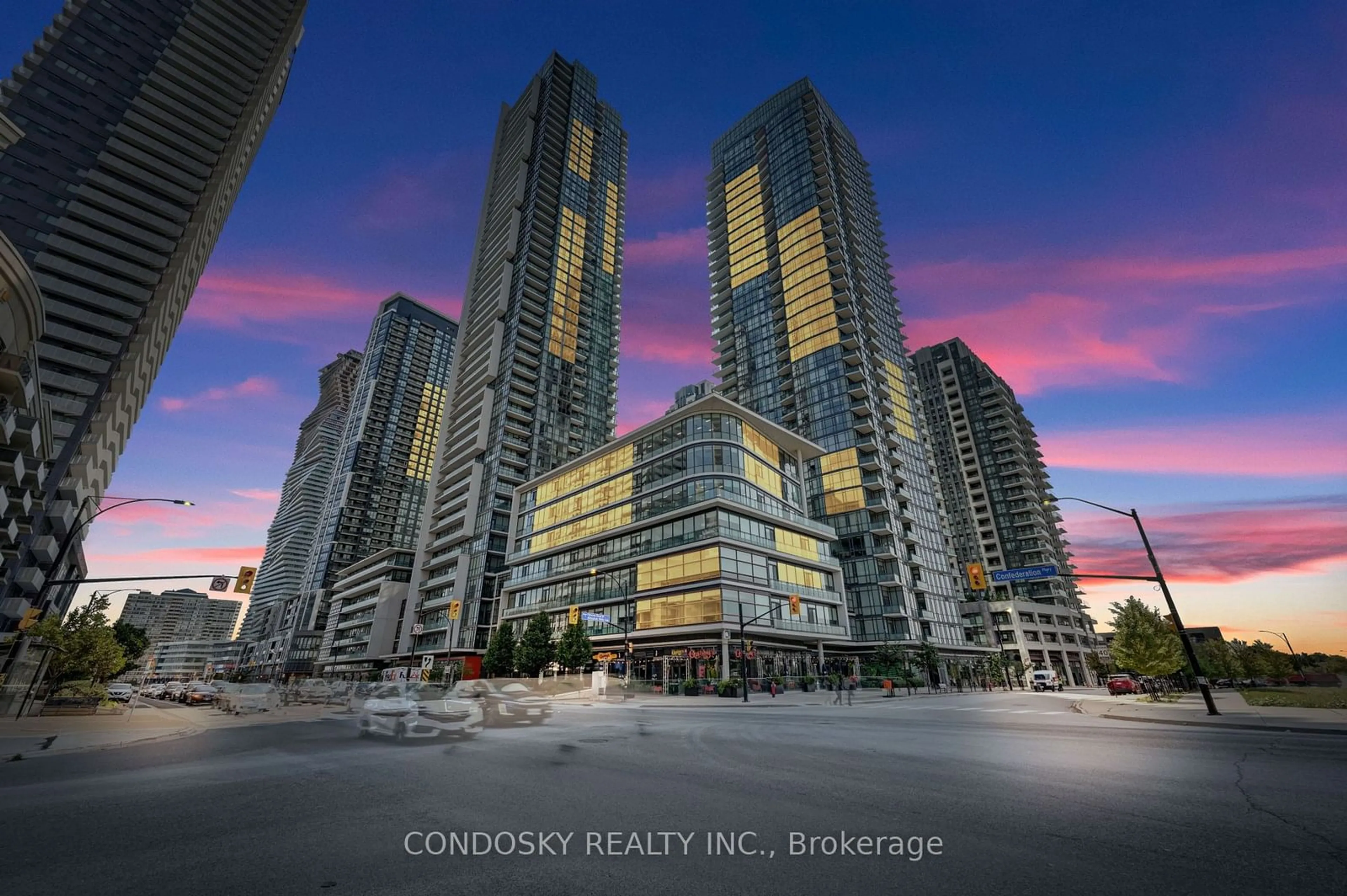 A pic from exterior of the house or condo, the view of city buildings for 4070 Confederation Pkwy #2506, Mississauga Ontario L5B 0E9