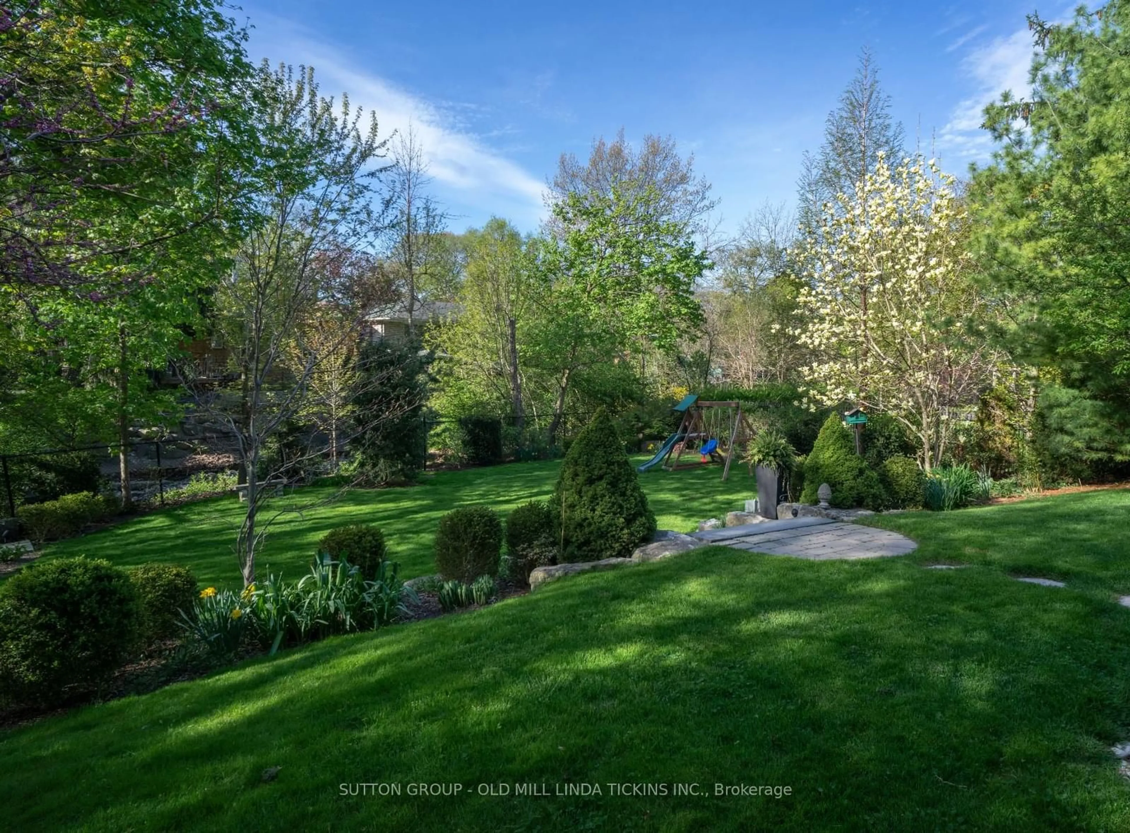 Patio, the fenced backyard for 126 Thompson Ave, Toronto Ontario M8Z 3V2