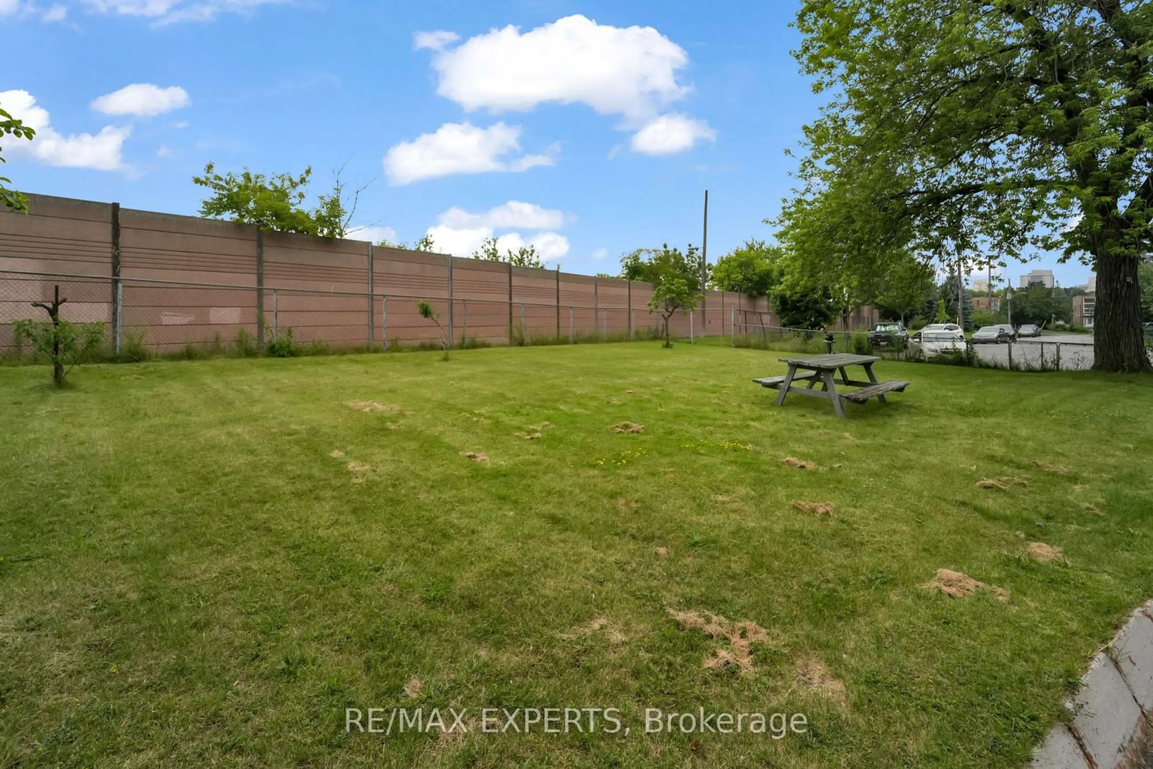 Patio, the fenced backyard for 44 Elway Crt, Toronto Ontario M6B 2N8