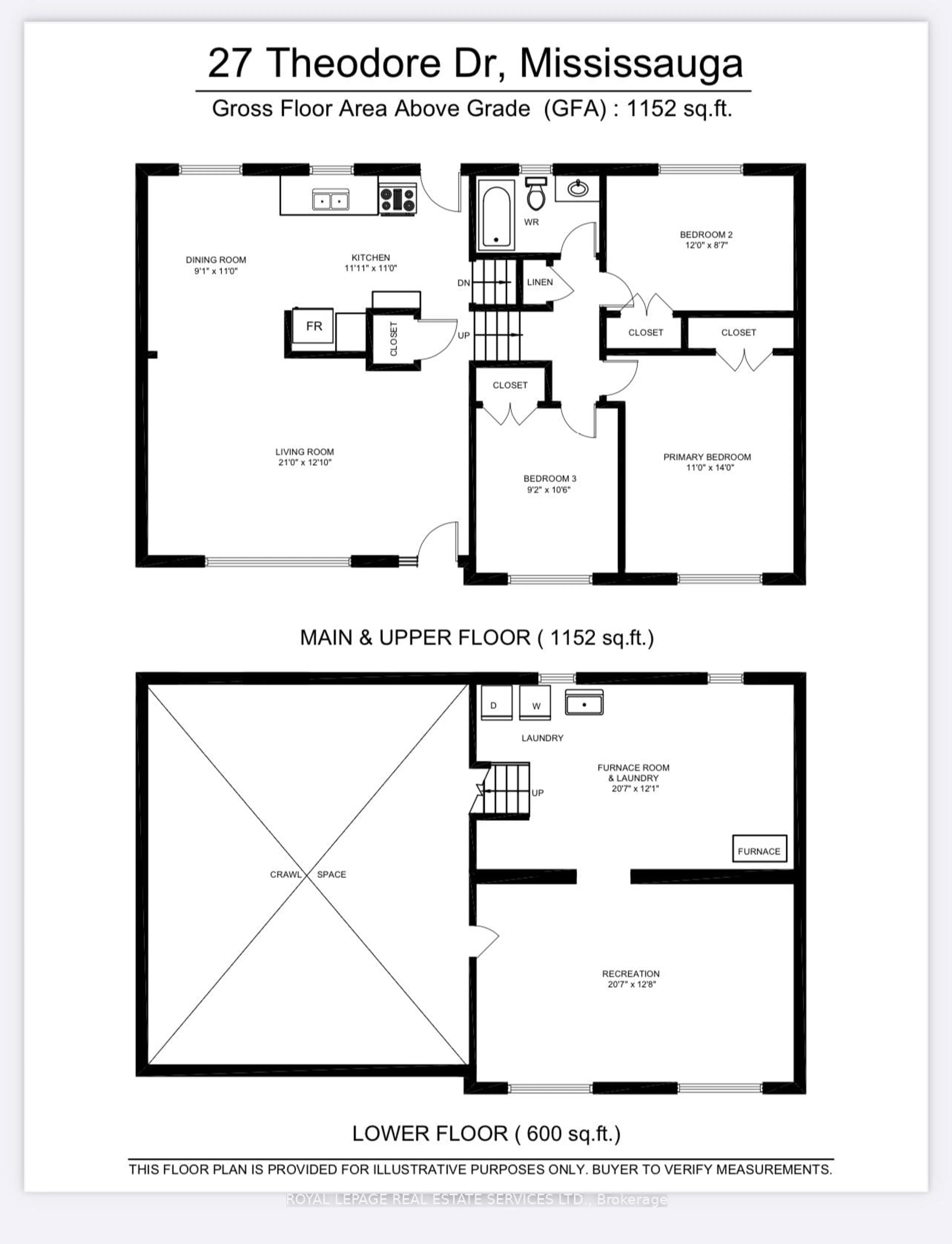 Floor plan for 27 Theodore Dr, Mississauga Ontario L5M 1E5