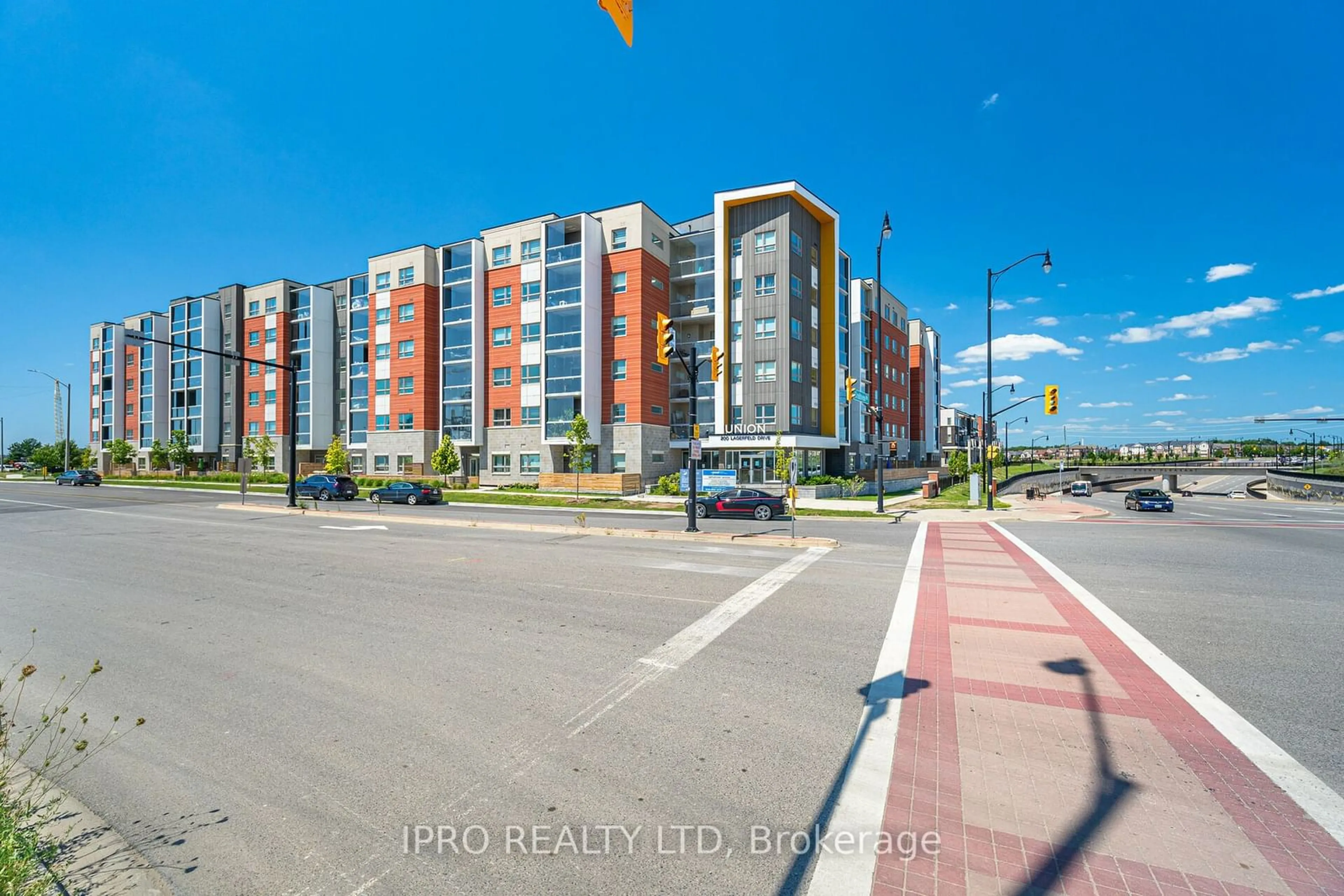 A pic from exterior of the house or condo, the street view for 200 Lagerfeld Dr #118, Brampton Ontario L7A 5G5