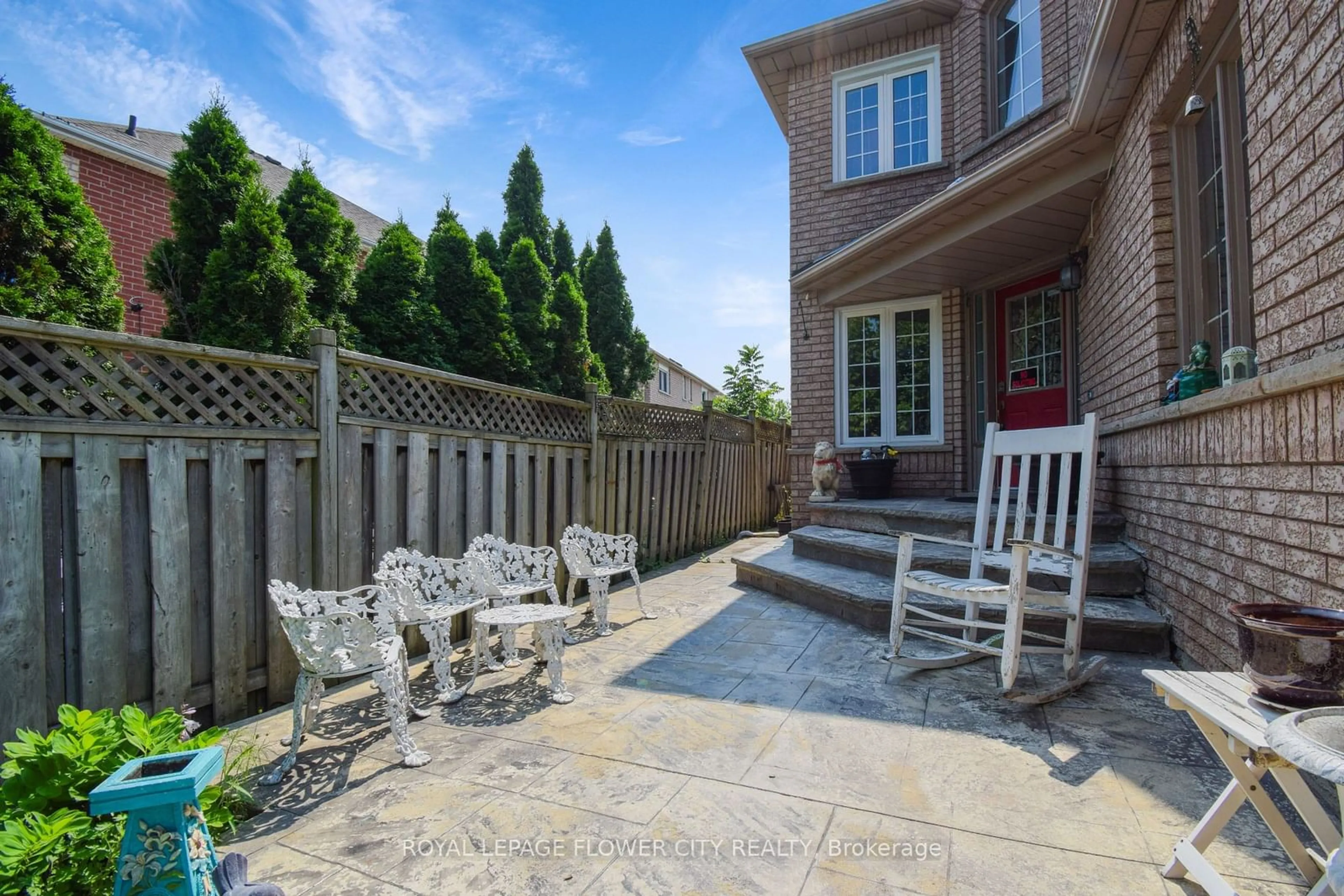 Patio, the fenced backyard for 4 Chadwick St, Brampton Ontario L6Y 4Y6