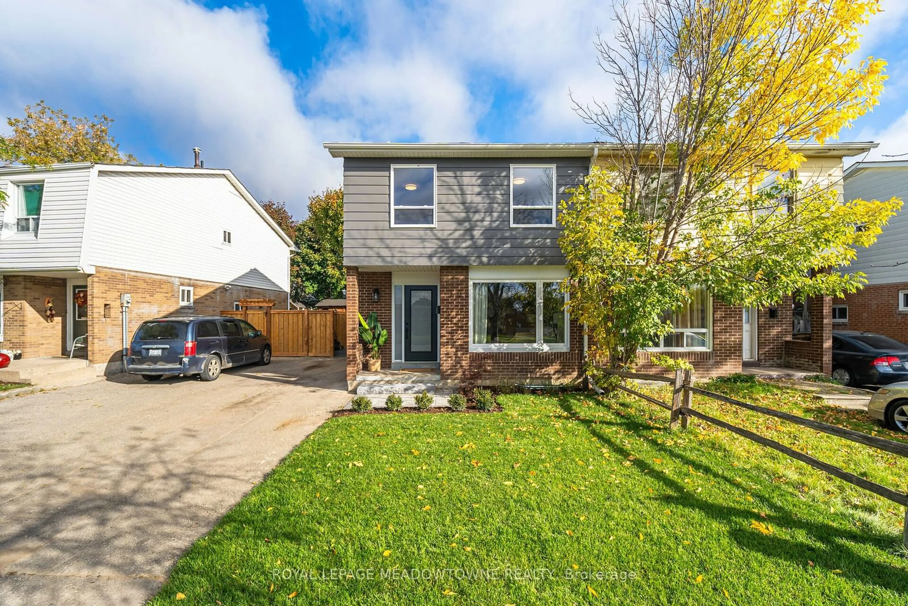 Frontside or backside of a home, the fenced backyard for 152 Hansen Rd, Brampton Ontario L6V 2G6