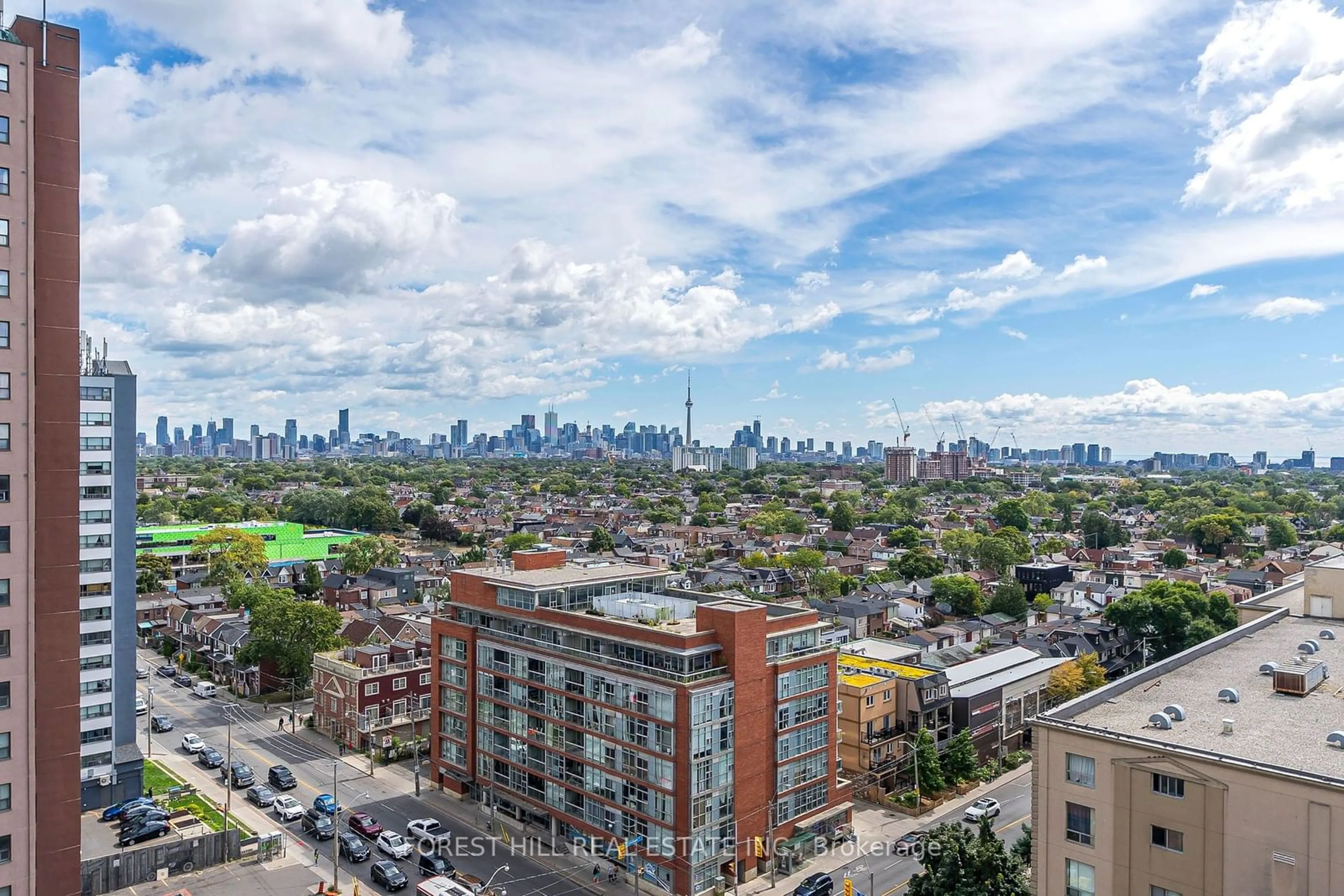 A pic from exterior of the house or condo, the view of city buildings for 1410 Dupont St #1503, Toronto Ontario M6H 0B6